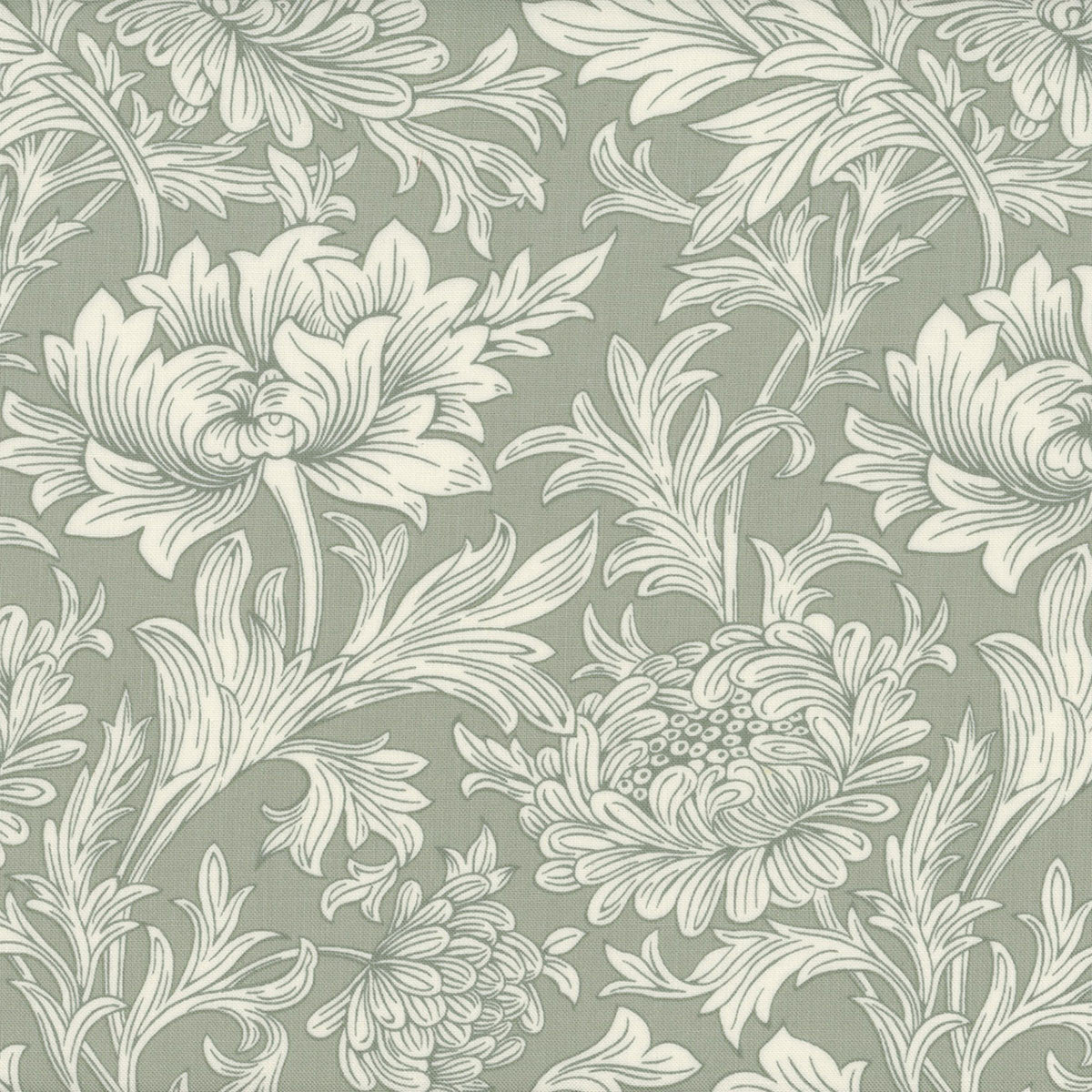 Chrysanthemum Tonal Olive by The Original Morris & Co Fabrics