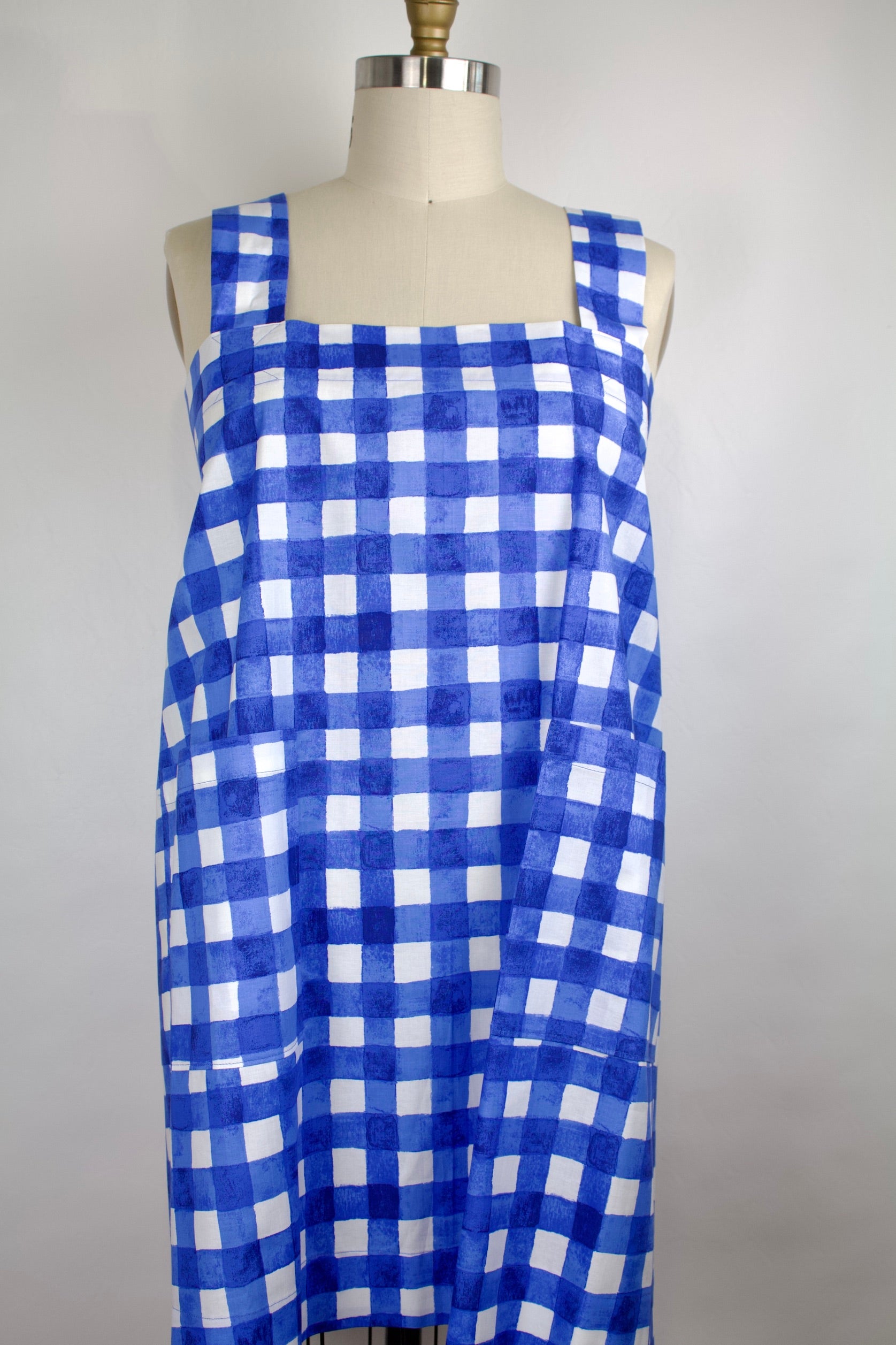Painted Gingham Crossback Cotton Apron