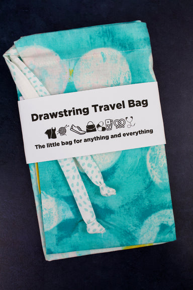 Escape Drawstring Travel Bag-The Blue Peony-Category_Drawstring Bag,Color_Aqua,Color_Teal,Color_White,Department_Personal Accessory