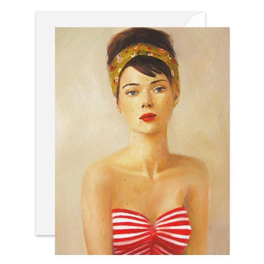 Enigmatic Ladies Series - Freckle Face Card-Janet Hill Studio-Art_Art Print,Category_Card,Theme_Enigmatic Ladies,Theme_Everyday Life