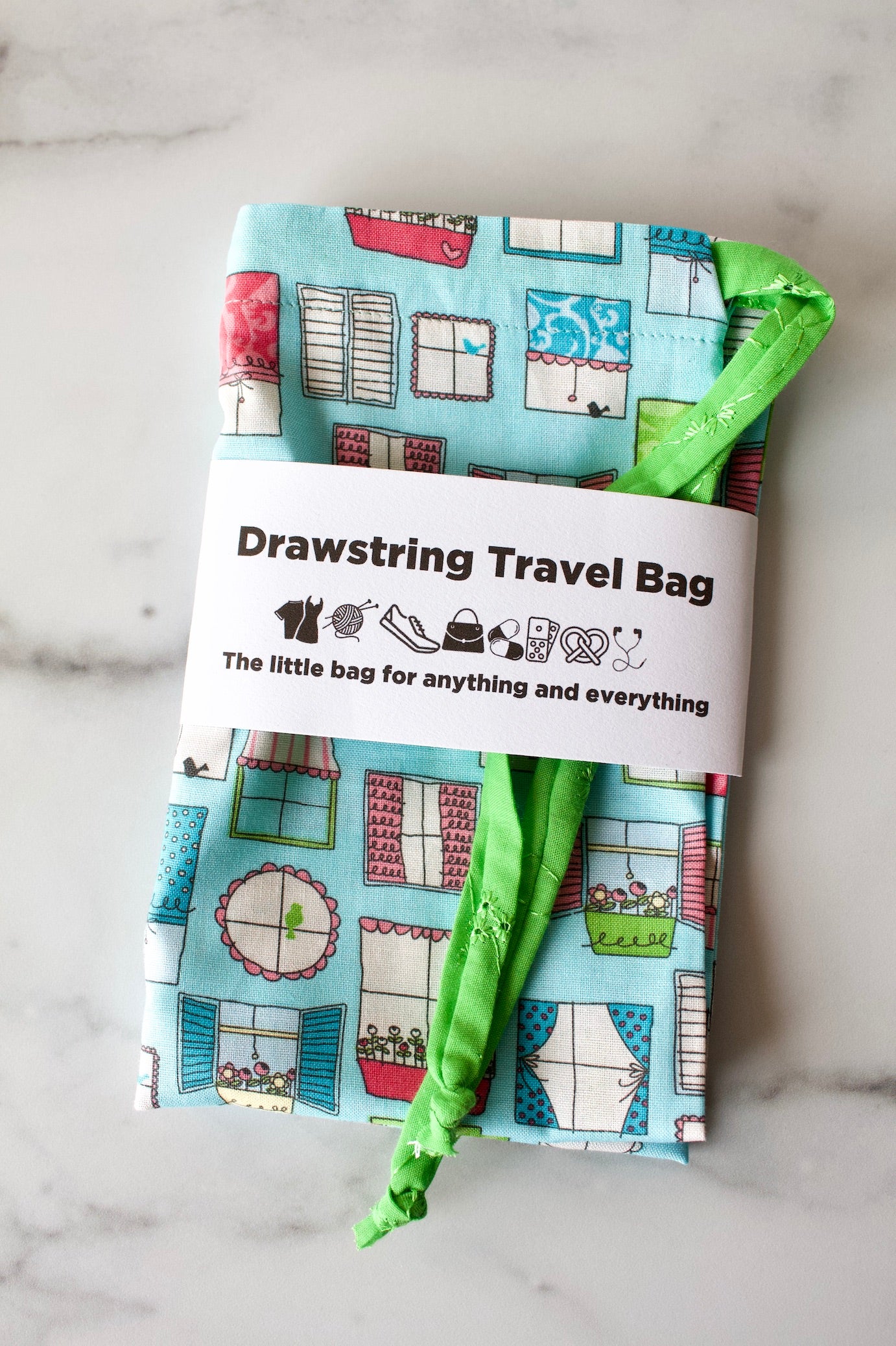 Window Box Drawstring Travel Bag