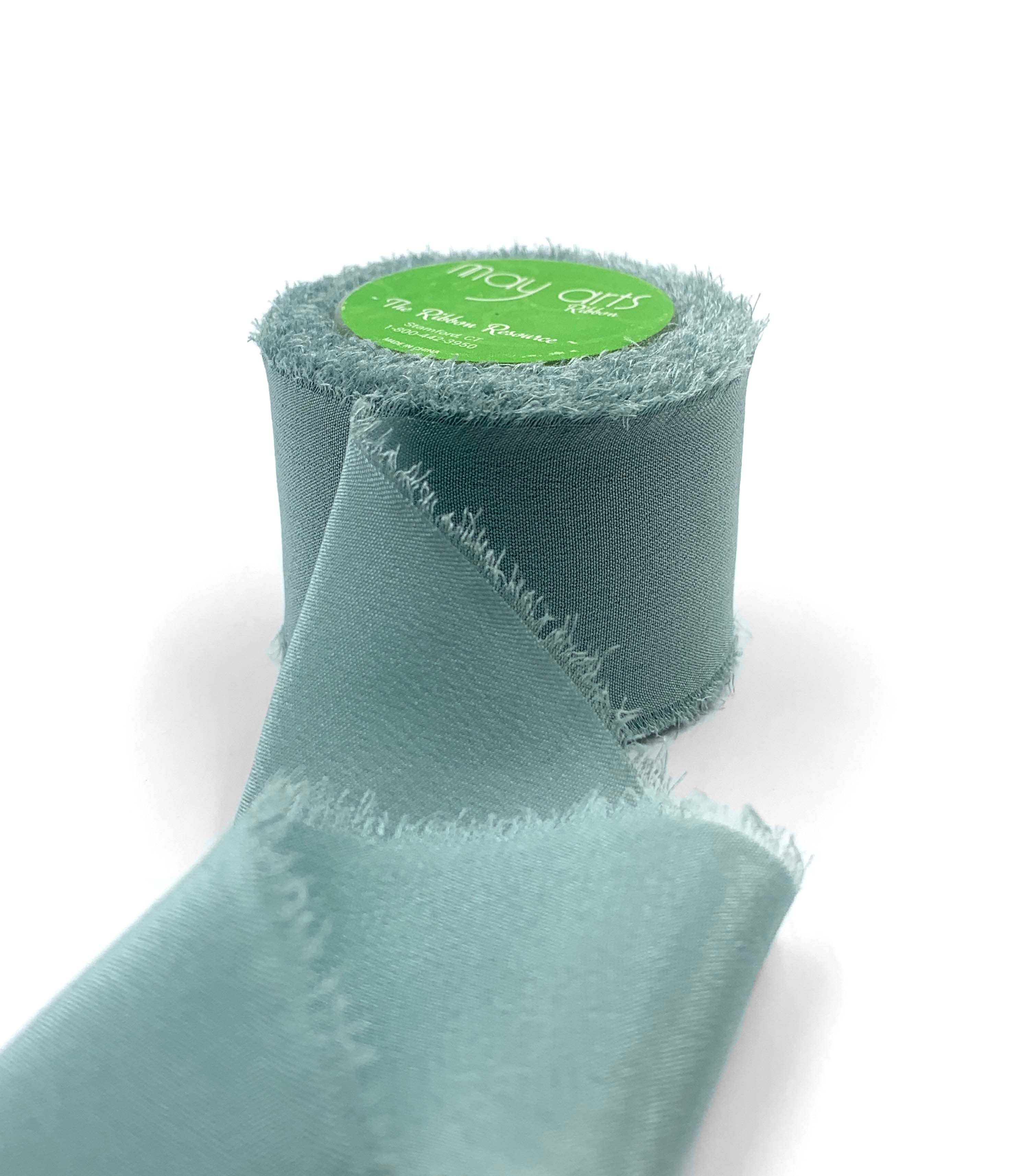 1.25" Jadeite 100% Silk Crepe with Frayed Edge Ribbon