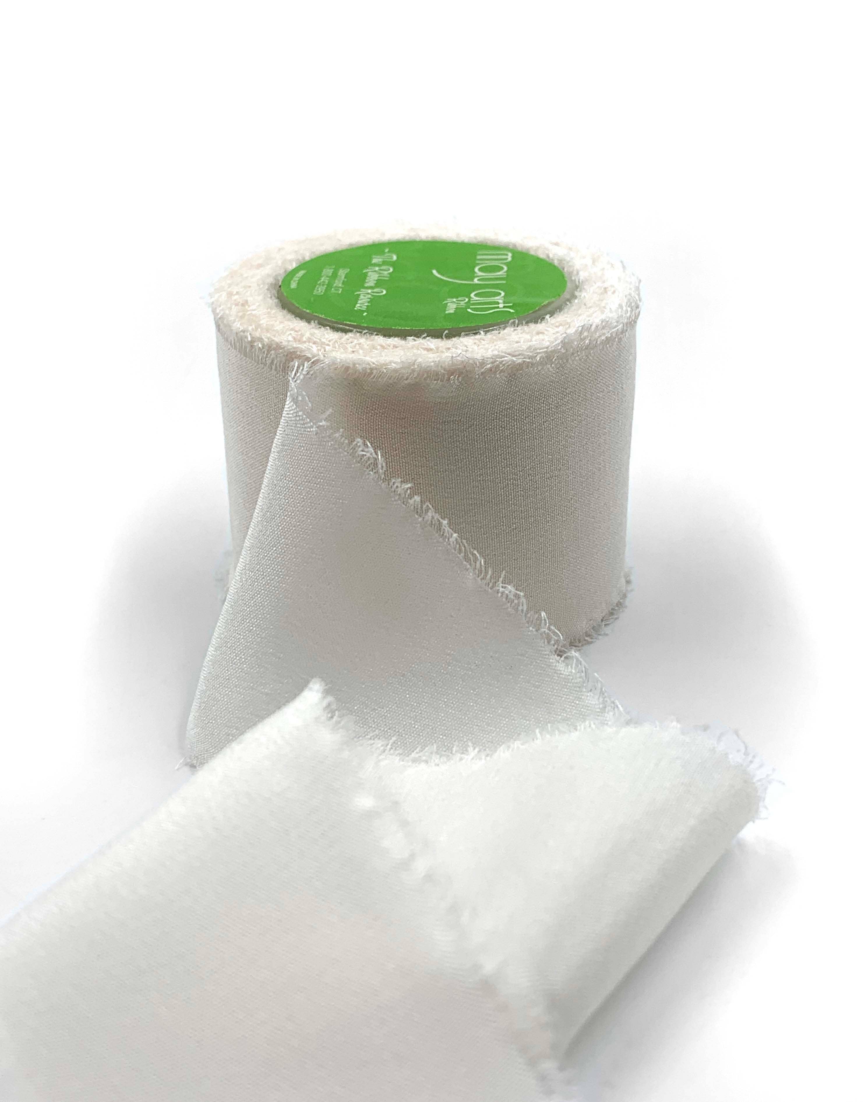 1.25" Mother of Pearl 100% Silk Crepe with Frayed Edge Ribbon