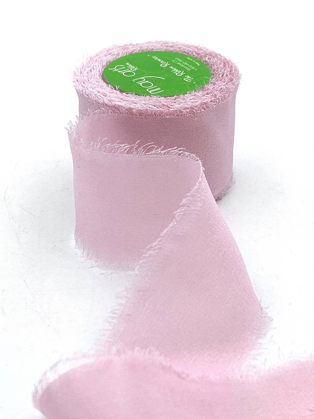 1.25" Woodrose Pink 100% Silk Crepe with Frayed Edge Ribbon