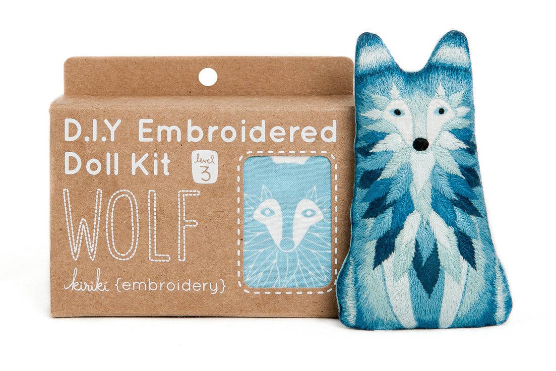 Wolf Embroidered Doll Kit