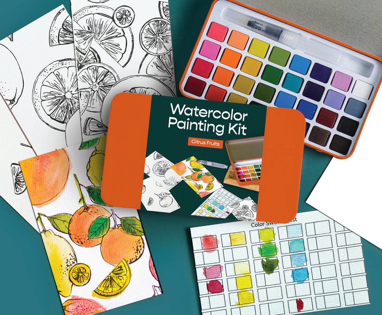 Citrus Fruits watercolor painting kit