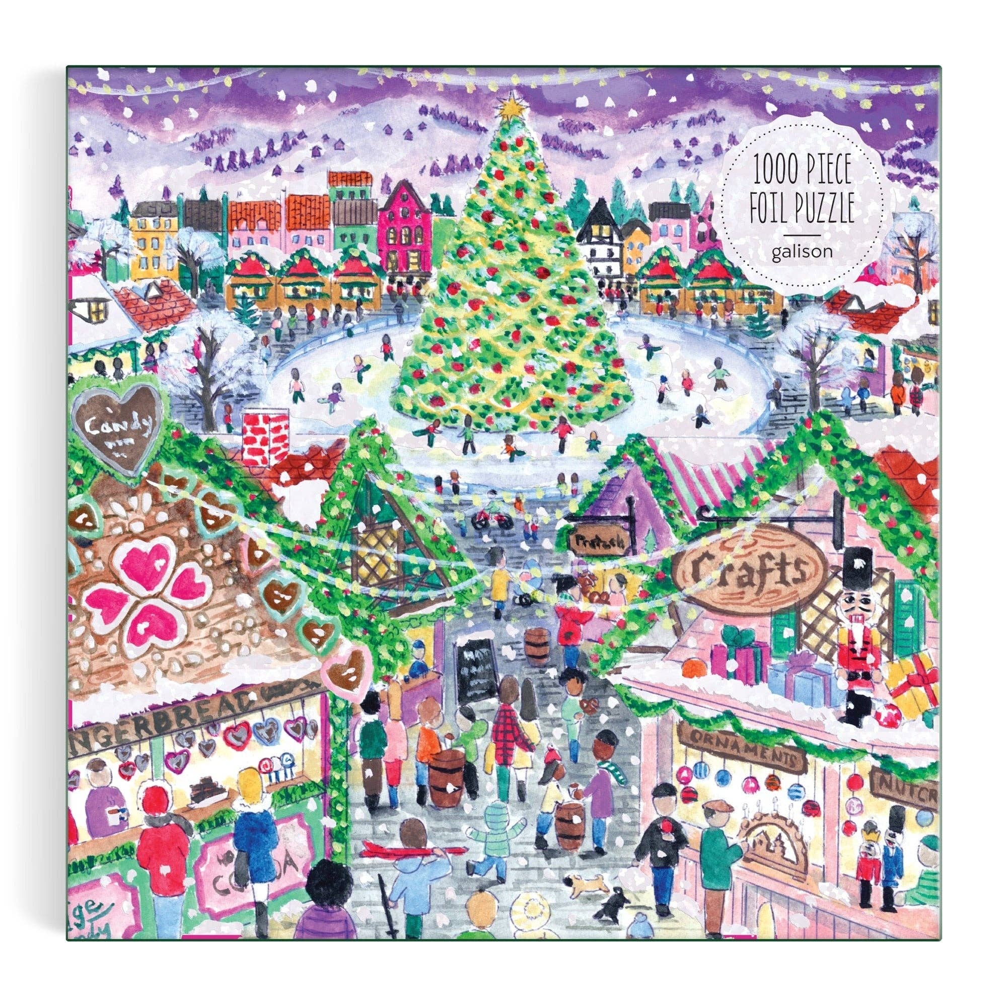Michael Storrings Holiday Village Market 1000pc Foil Puzzle in Square Box