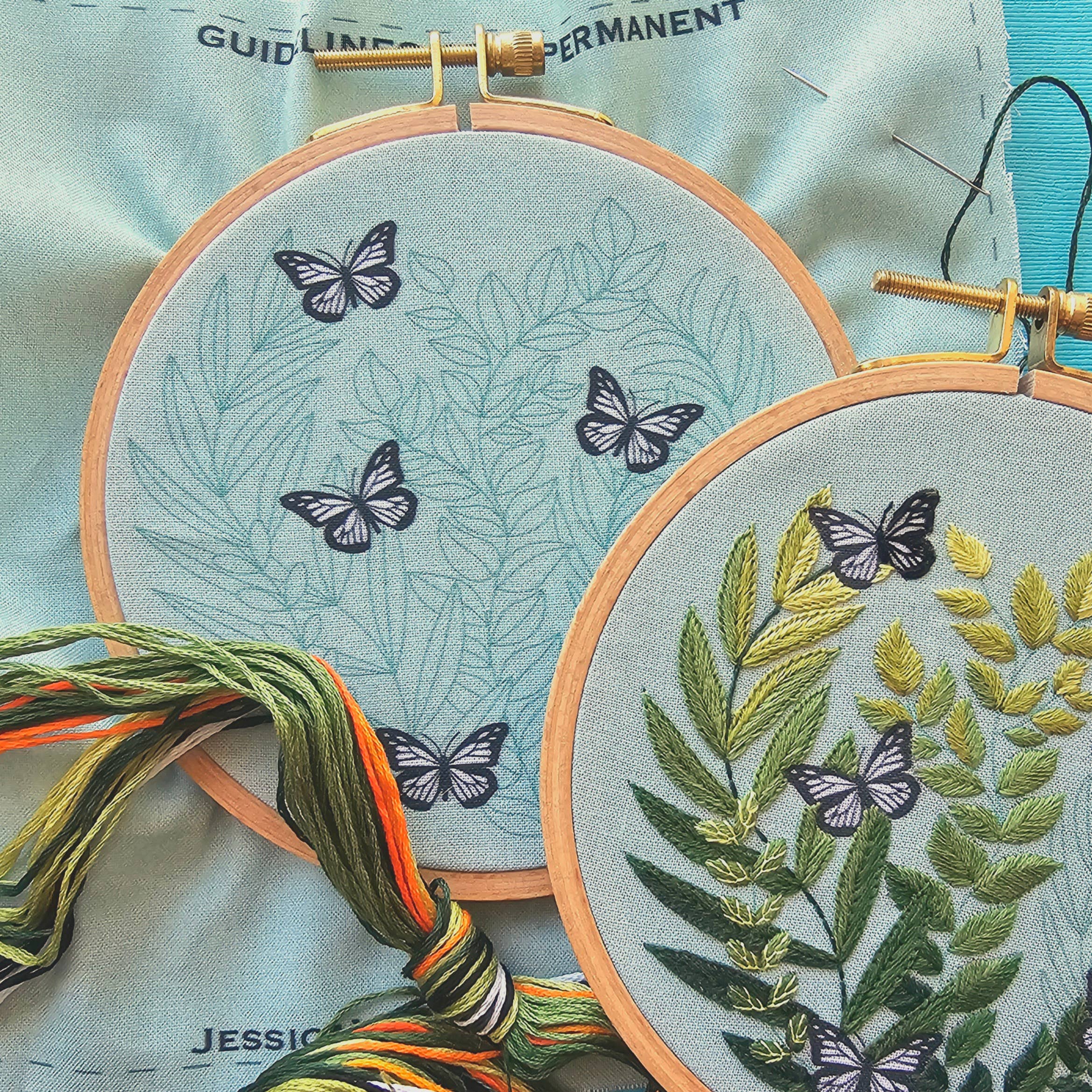 "Love Grows" butterfly hand embroidery kit