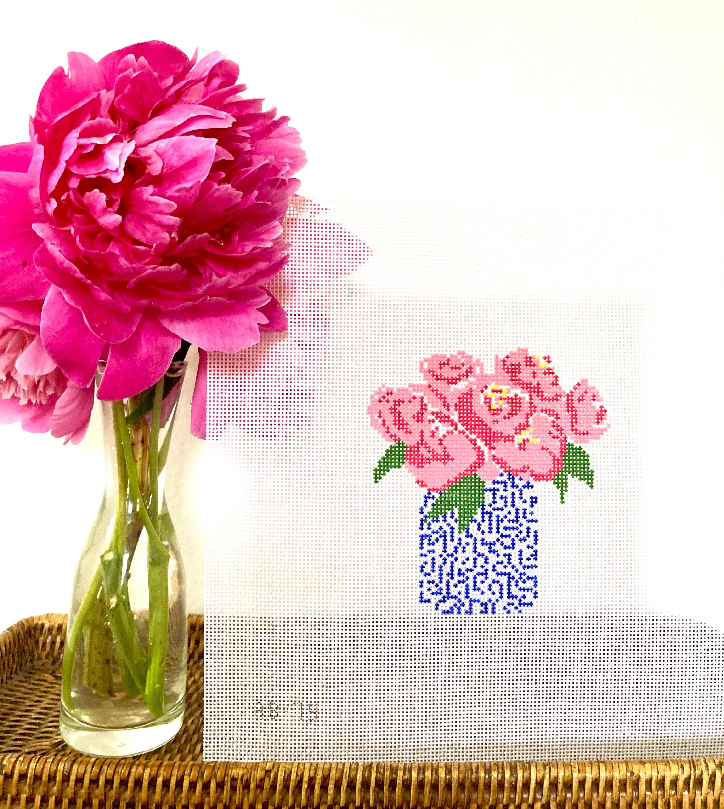 Pink Peonies Needlepoint Canvas