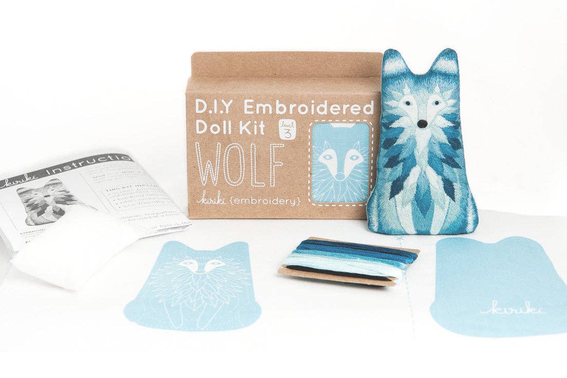 Wolf Embroidered Doll Kit