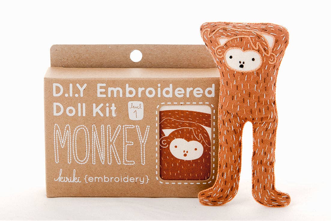 Monkey Embroidered Doll Kit