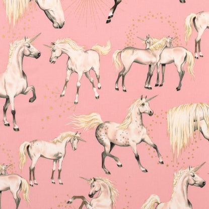 Stars of the Unicorn Fabric in Pink