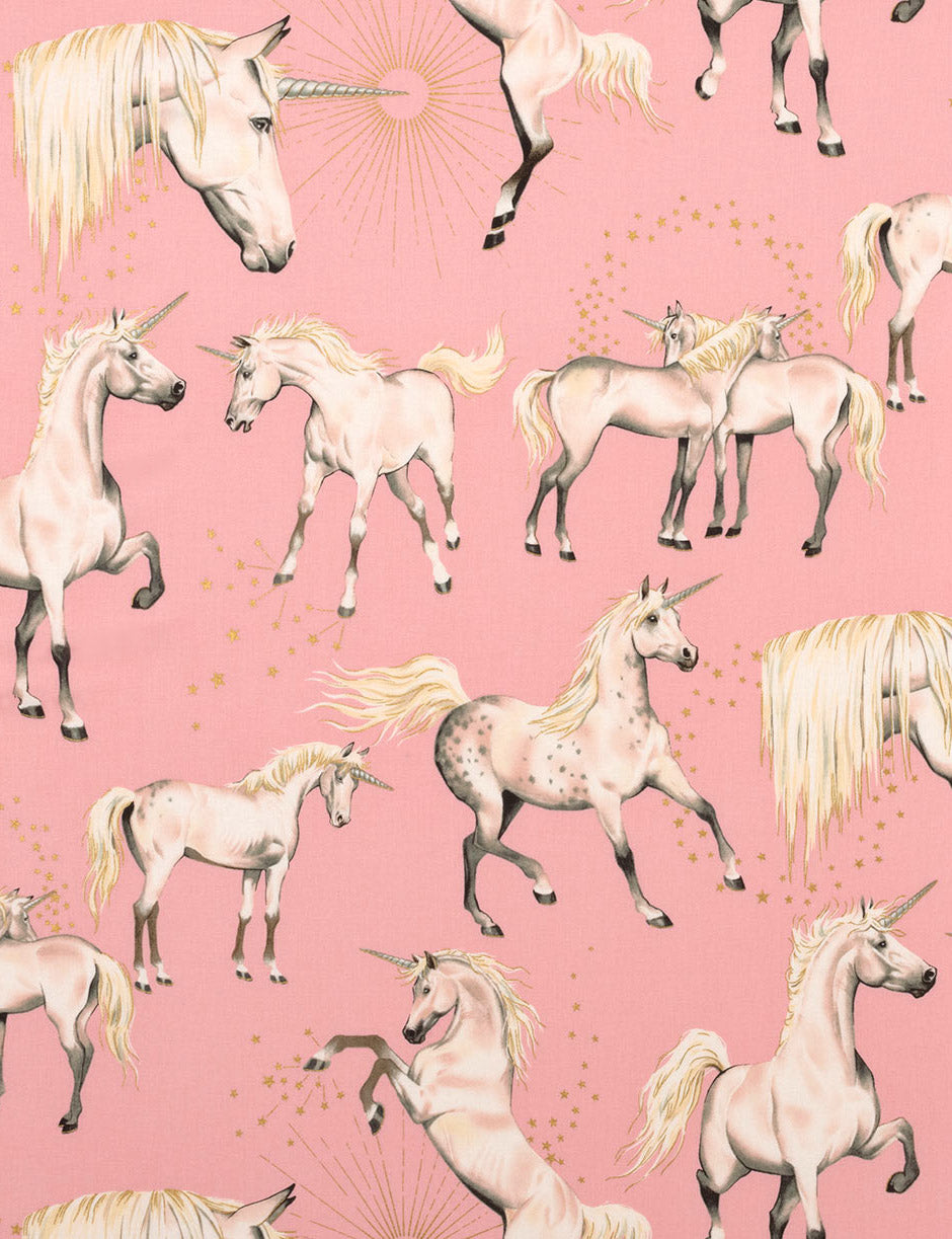Stars of the Unicorn Fabric in Pink