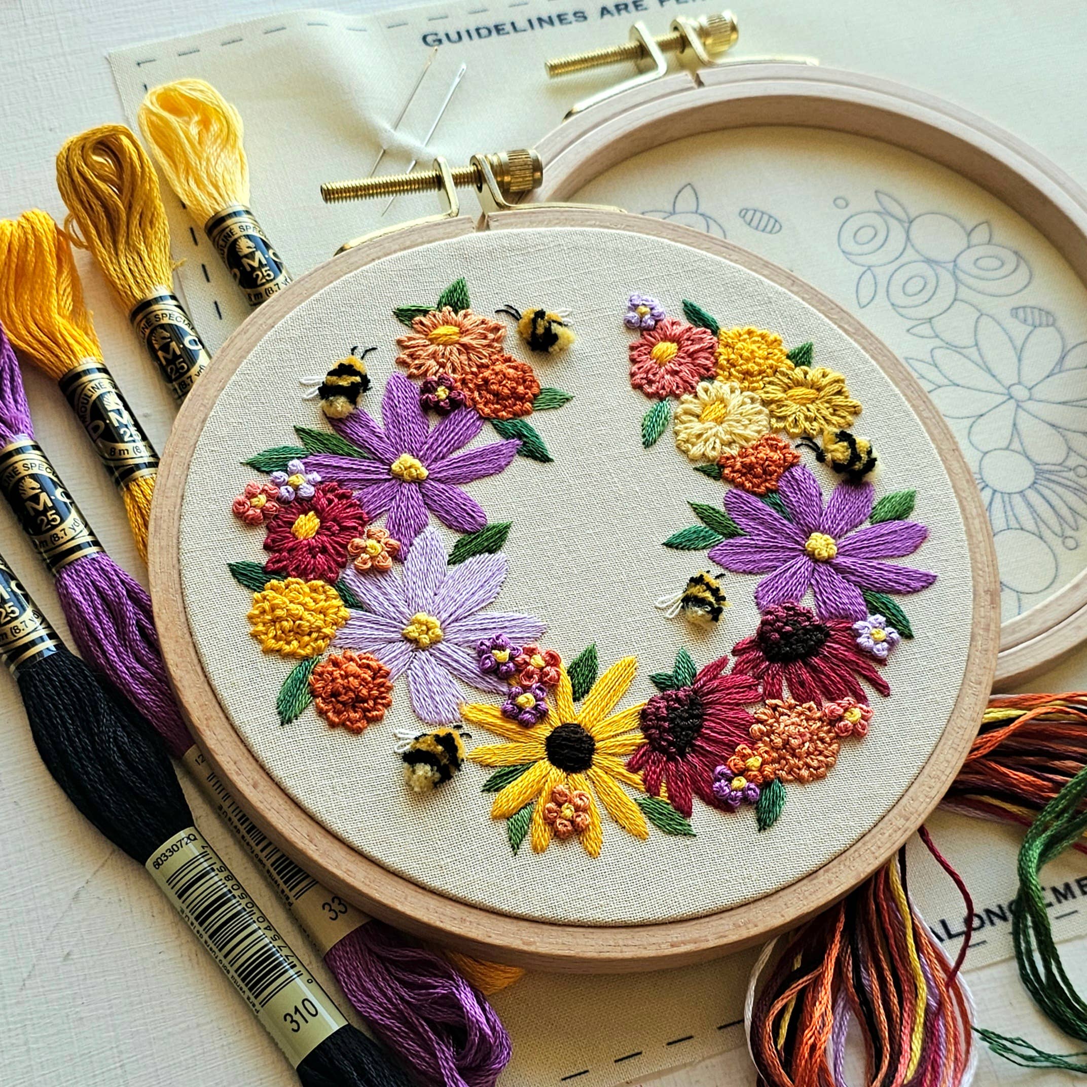 Bumblebee Bouquet Embroidery Kit