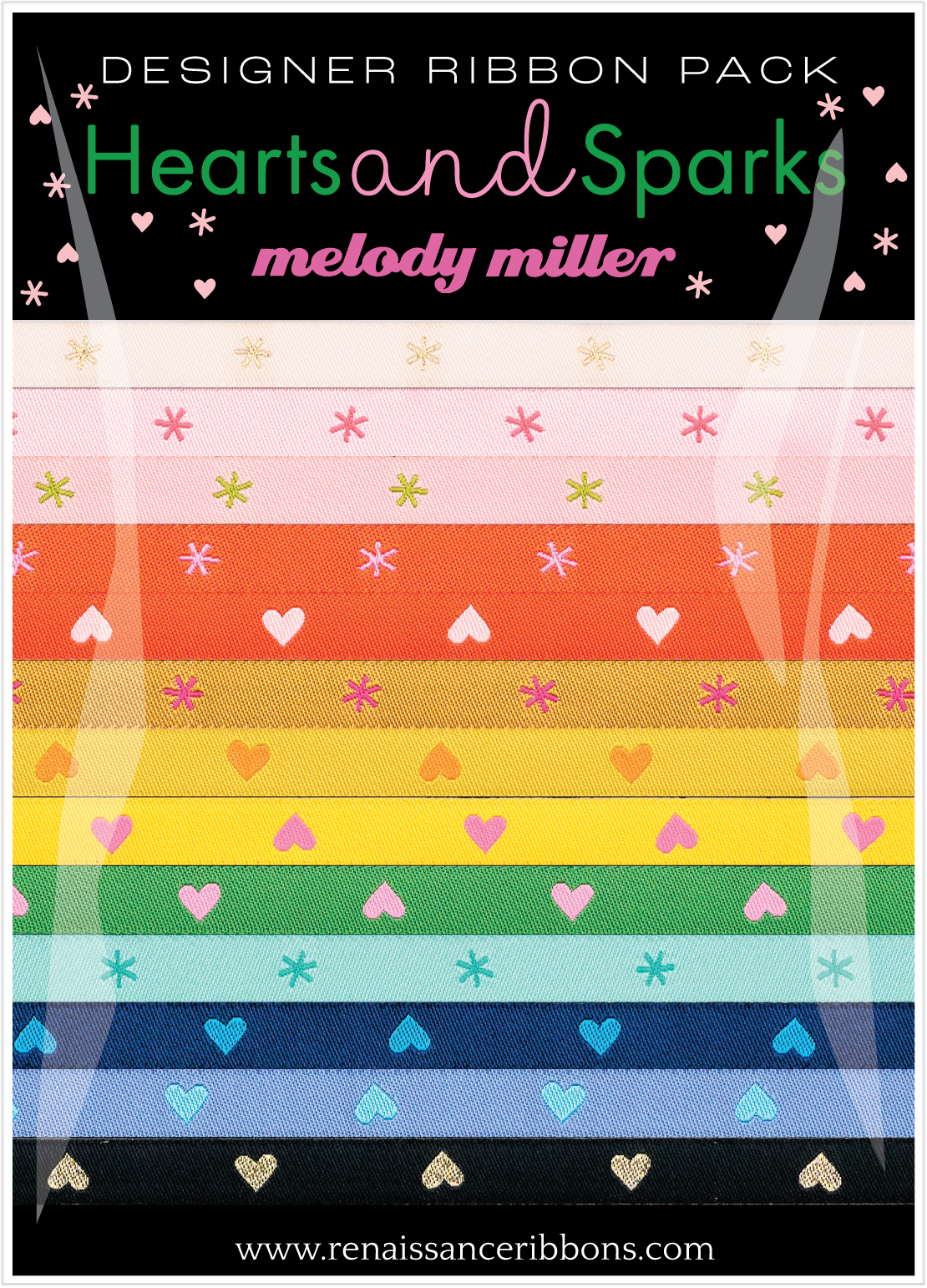 Hearts and Sparks Designer Ribbon Pack by Melody Miller
