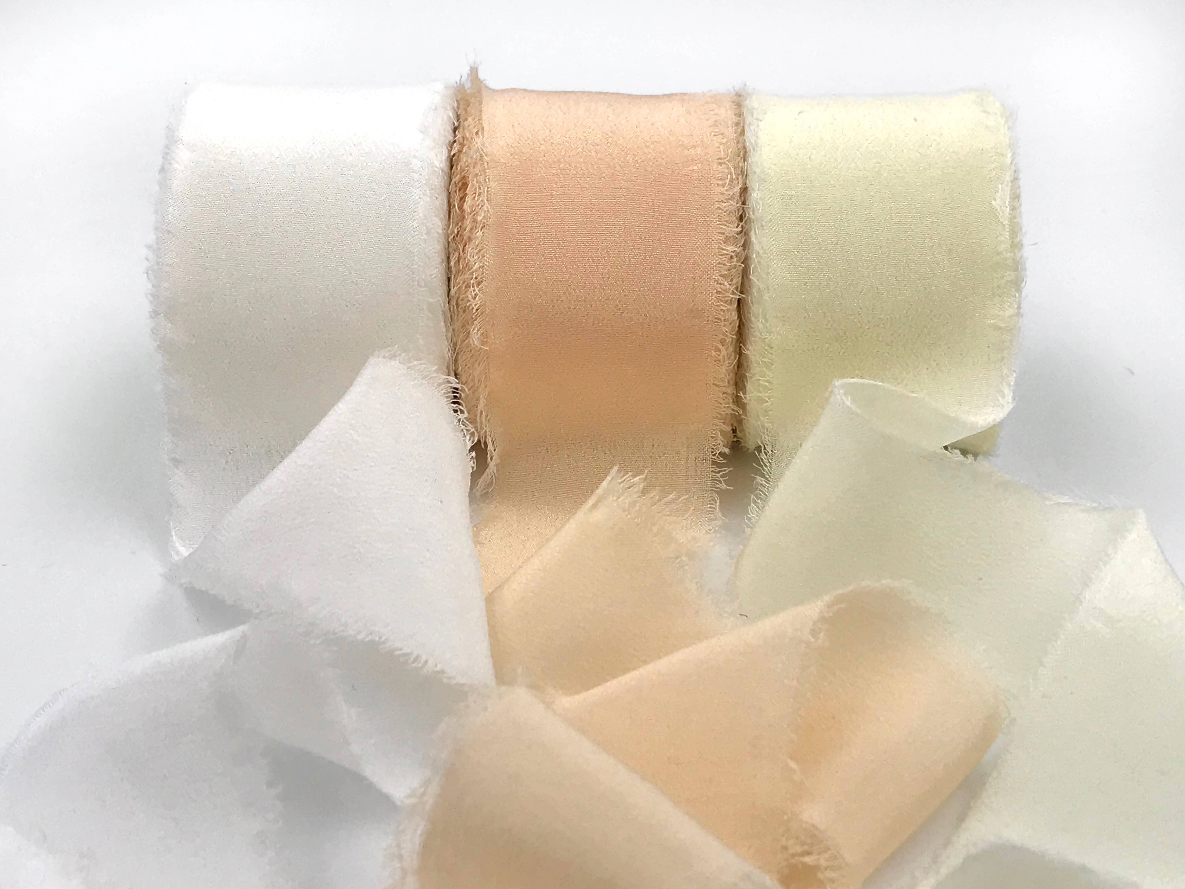 1.25" Undyed 100% Silk Crepe with Frayed Edge Ribbon