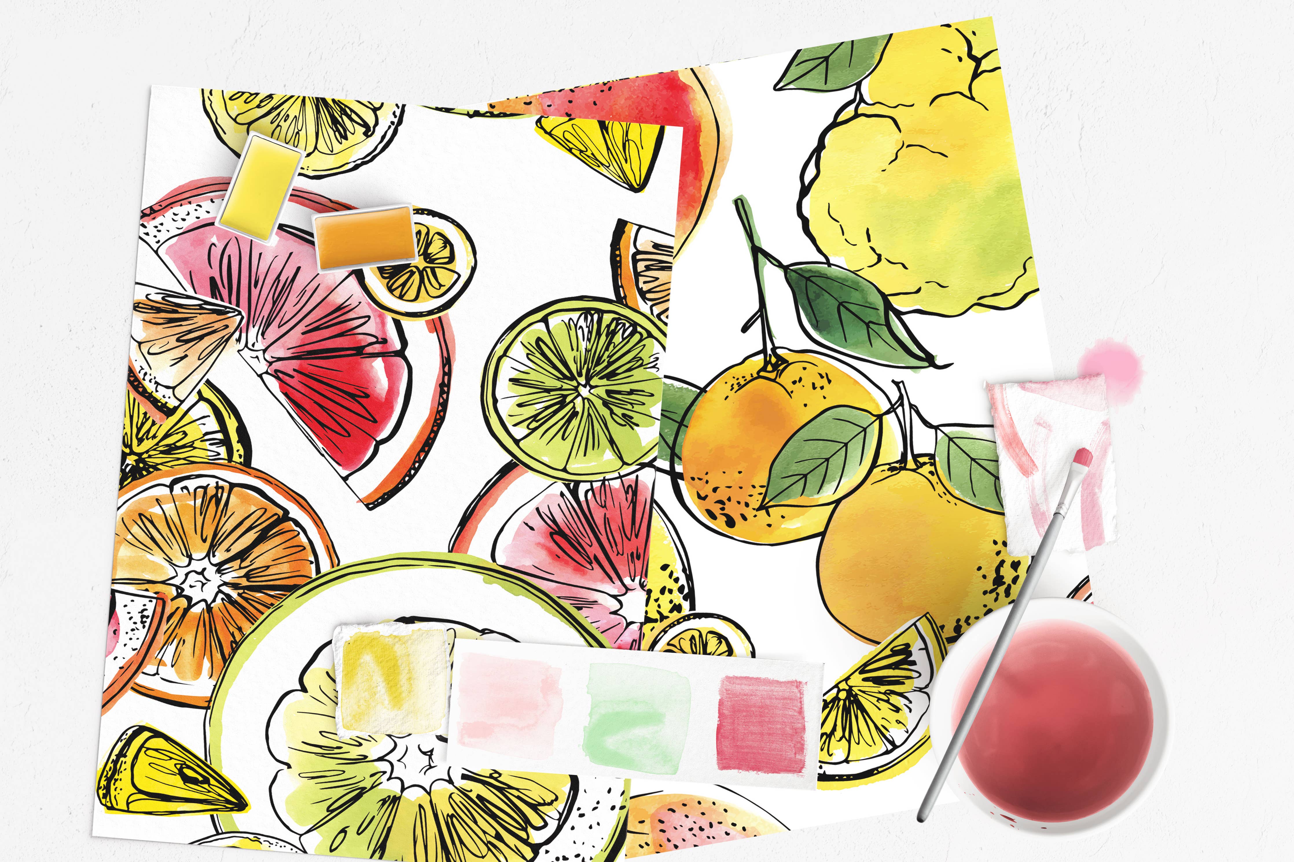 Citrus Fruits watercolor painting kit