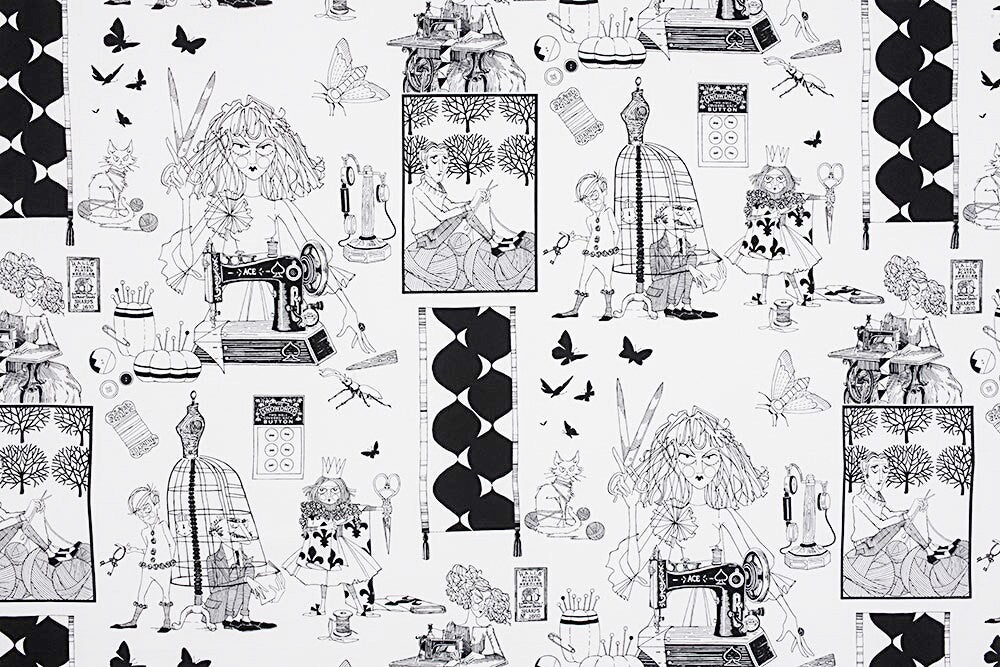 A Ghastlie Craft Fabric in Black and White