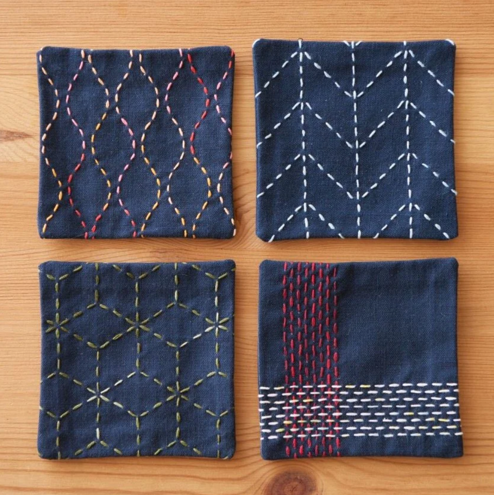 Sashiko Abstract Coaster Set