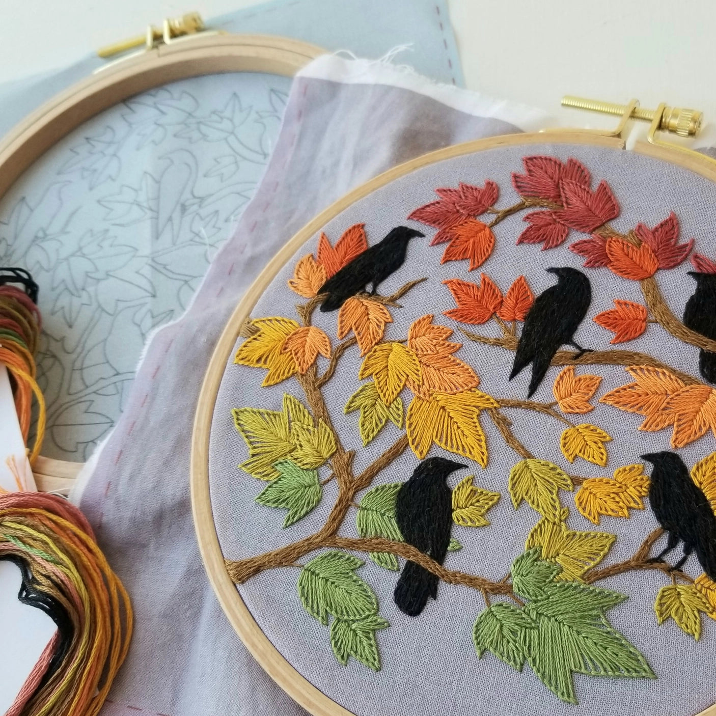 Autumn Birds Embroidery Kit