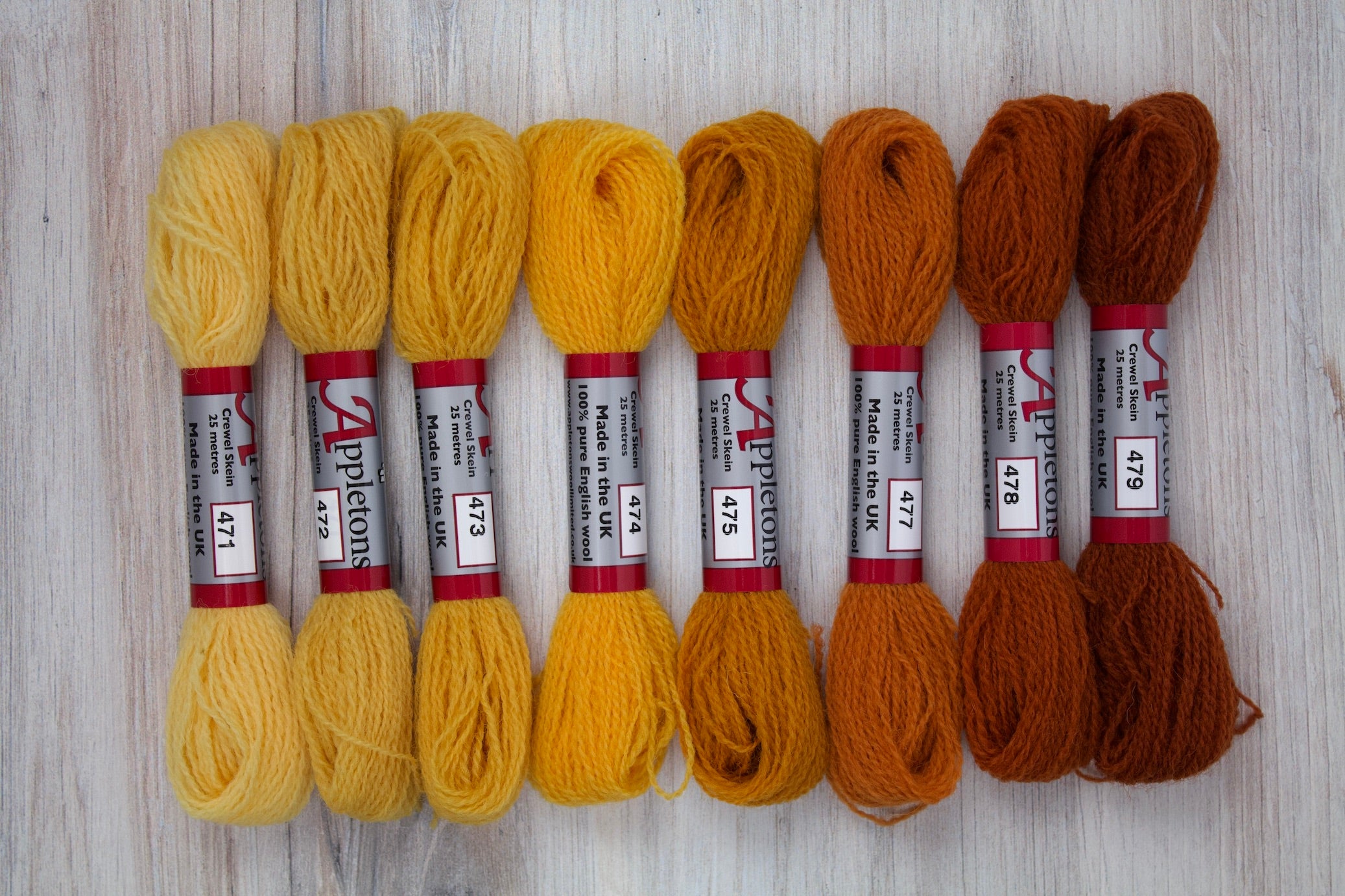 Individual Appletons Crewel Wool Skeins from the Autumn Yellow Colorway