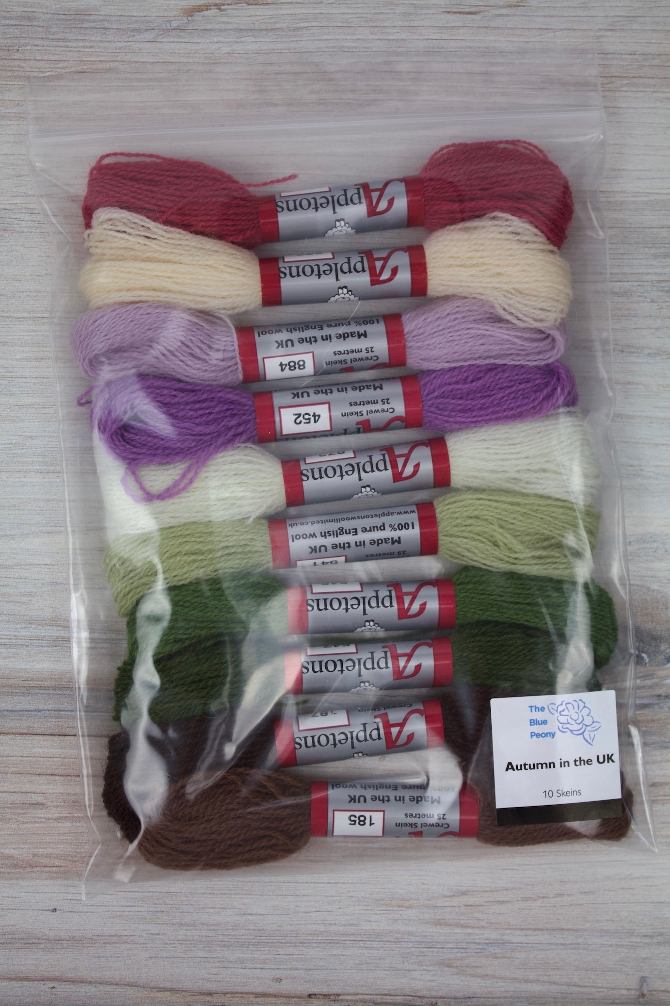 Autumn in the UK - 10 Skein Color Range of Appletons Crewel Wool