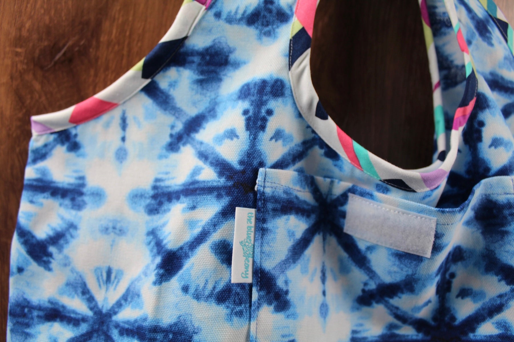 Blue Tie Dye Folding Shopping Tote