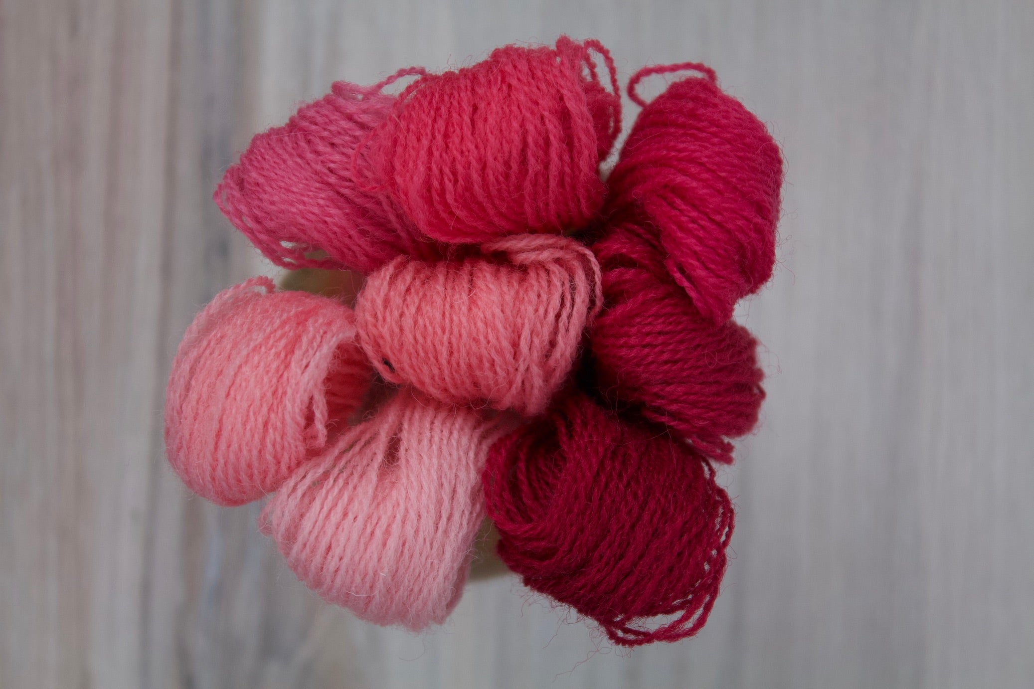 Individual Appletons Crewel Wool Skeins from the Bright Rose Pink Colorway