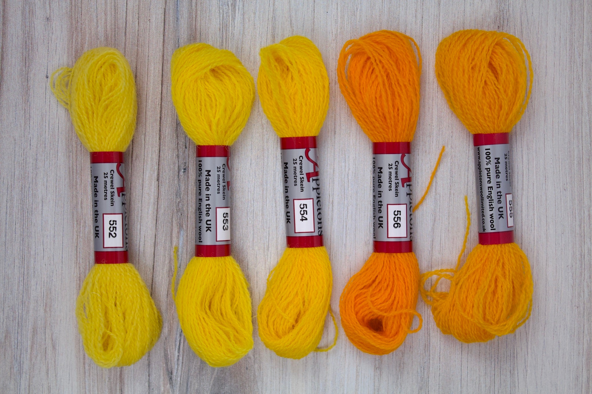 Individual Appletons Crewel Wool Skeins from the Bright Yellow Colorway