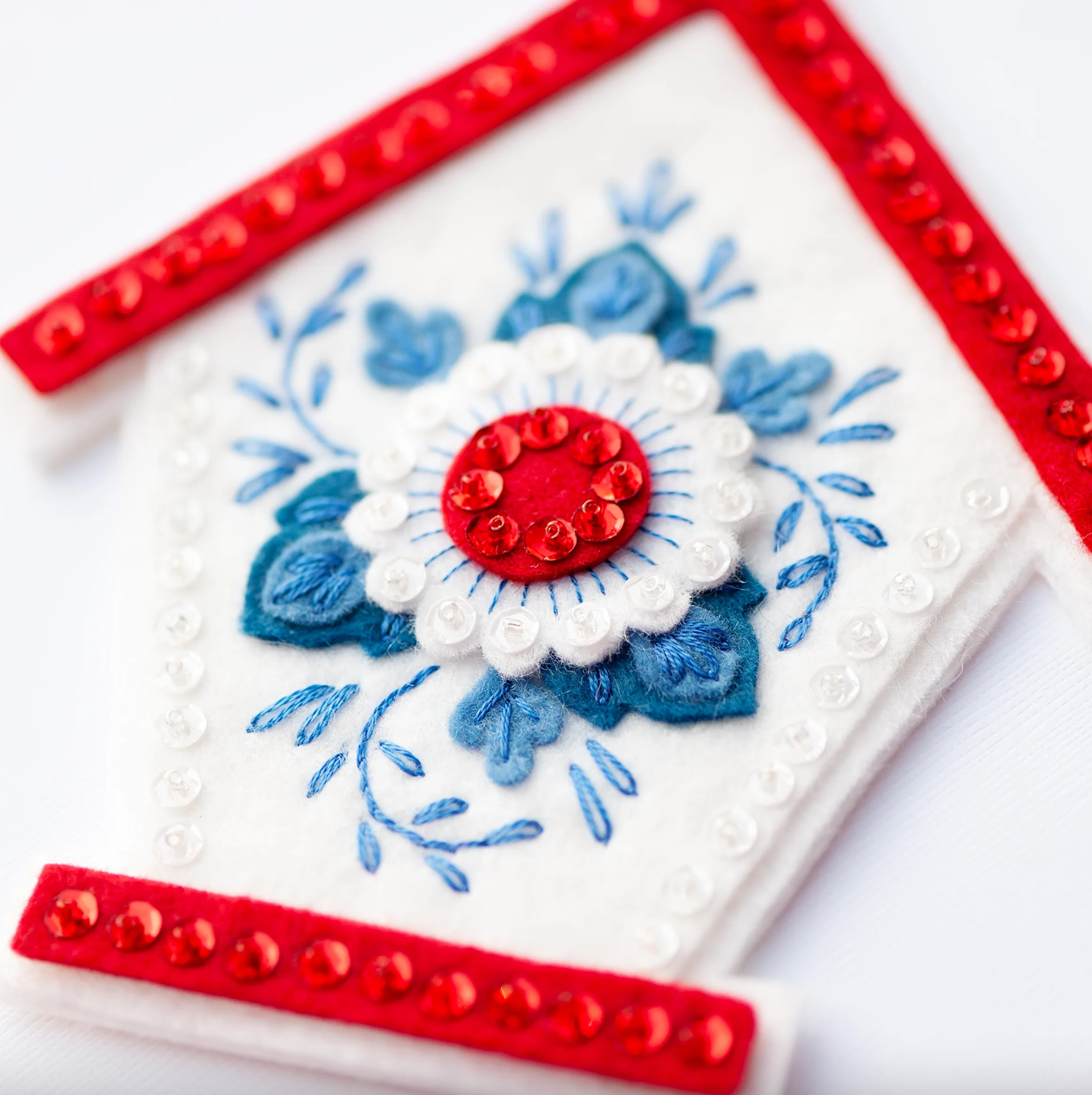 Cardinal and Bird House Wool Felt Ornament Kit