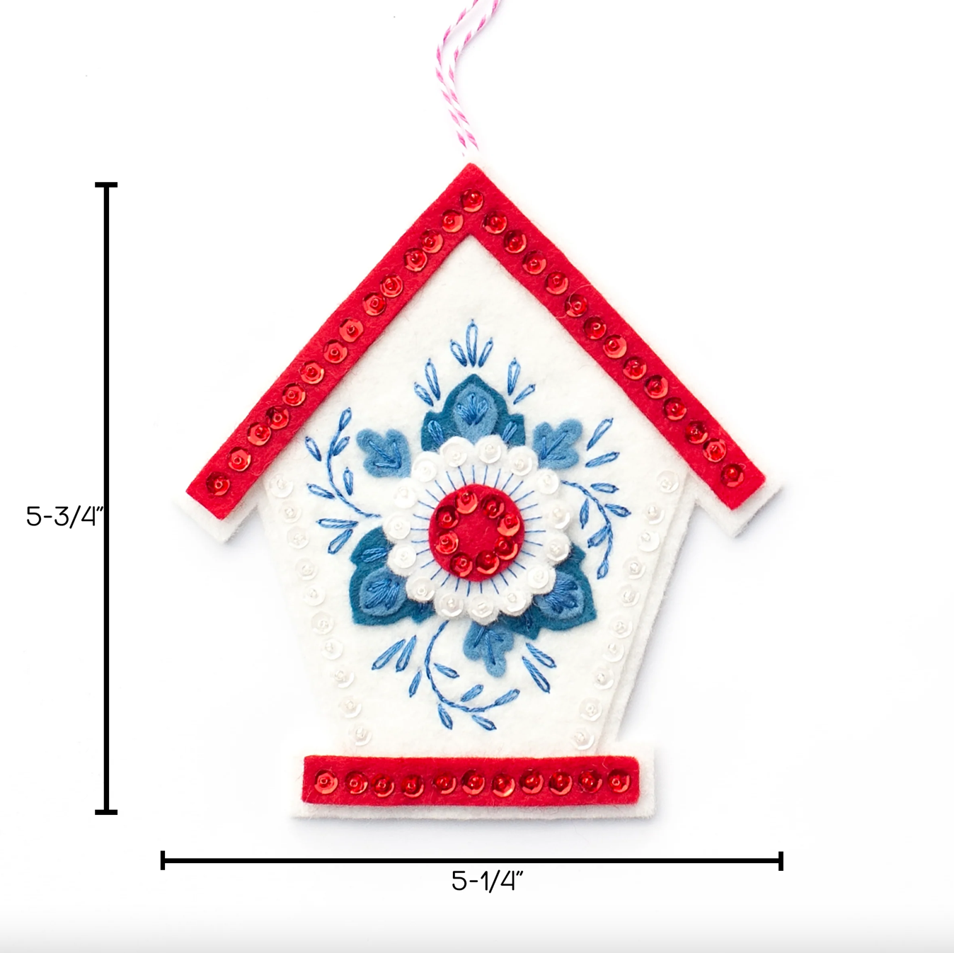 Cardinal and Bird House Wool Felt Ornament Kit