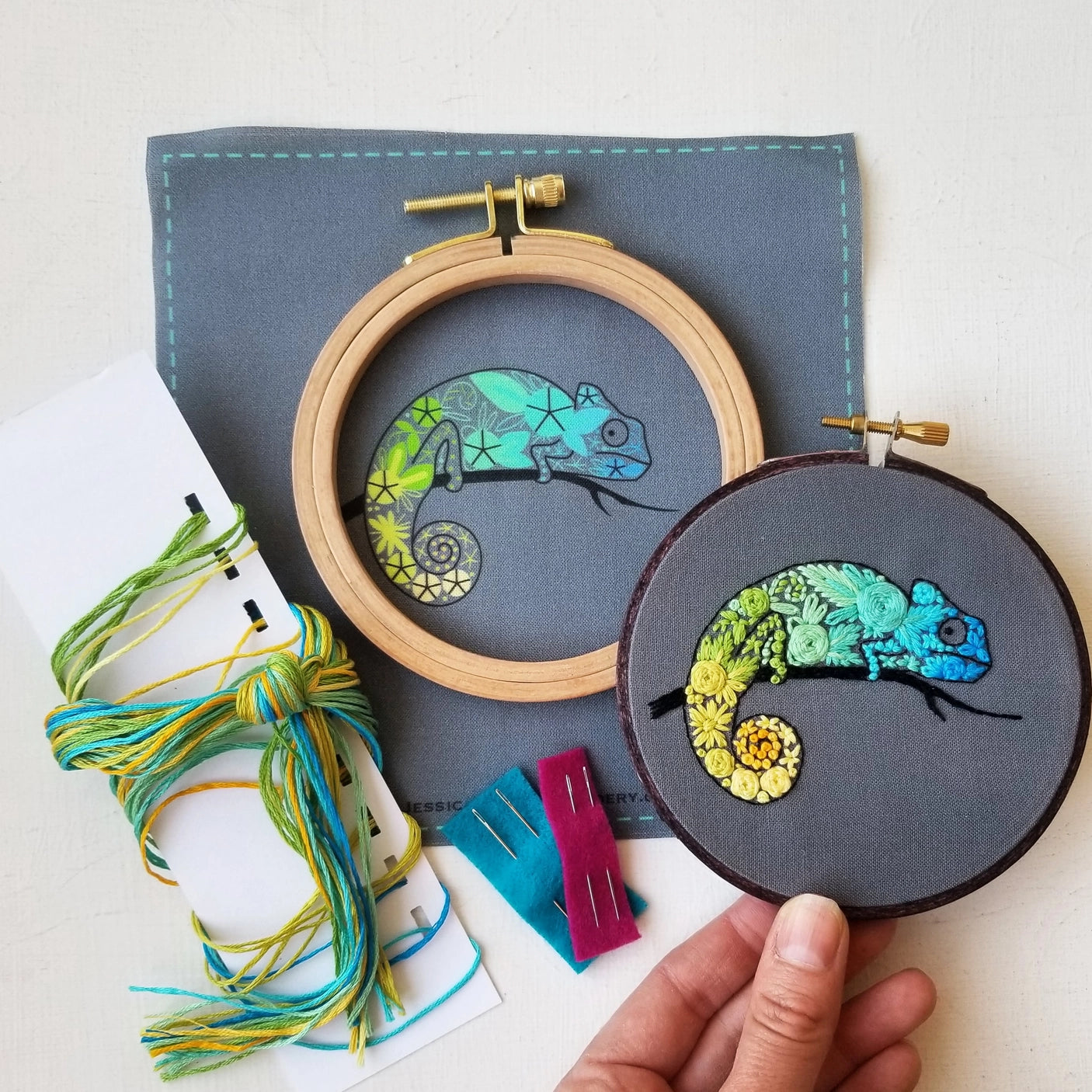 Chameleon Beginner Embroidery Kit