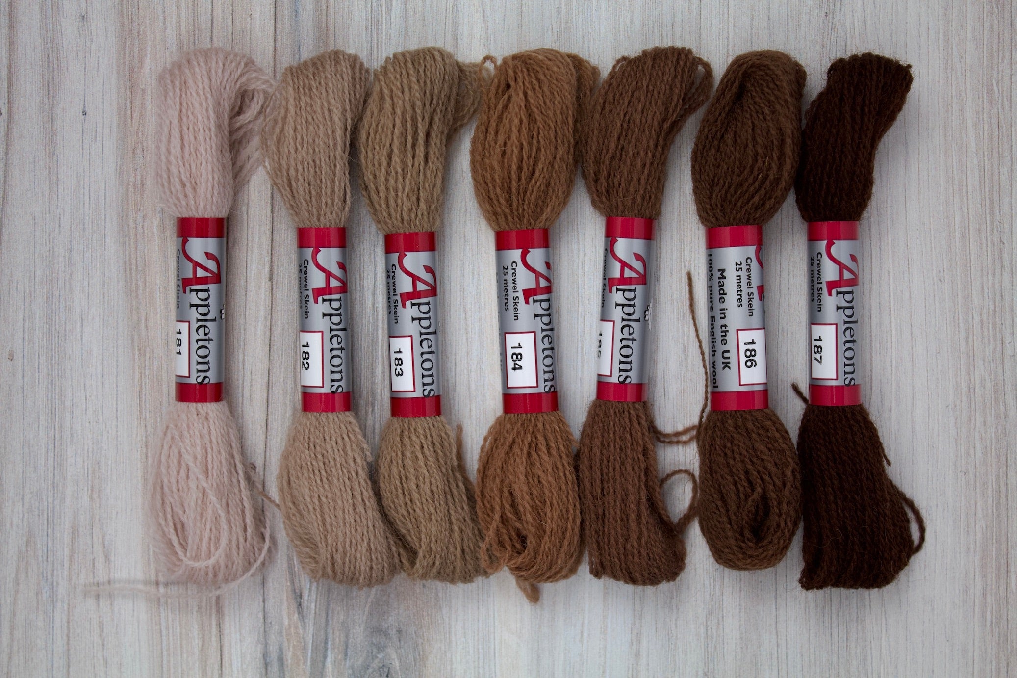 Individual Appletons Crewel Wool Skeins from the Chocolate Colorway