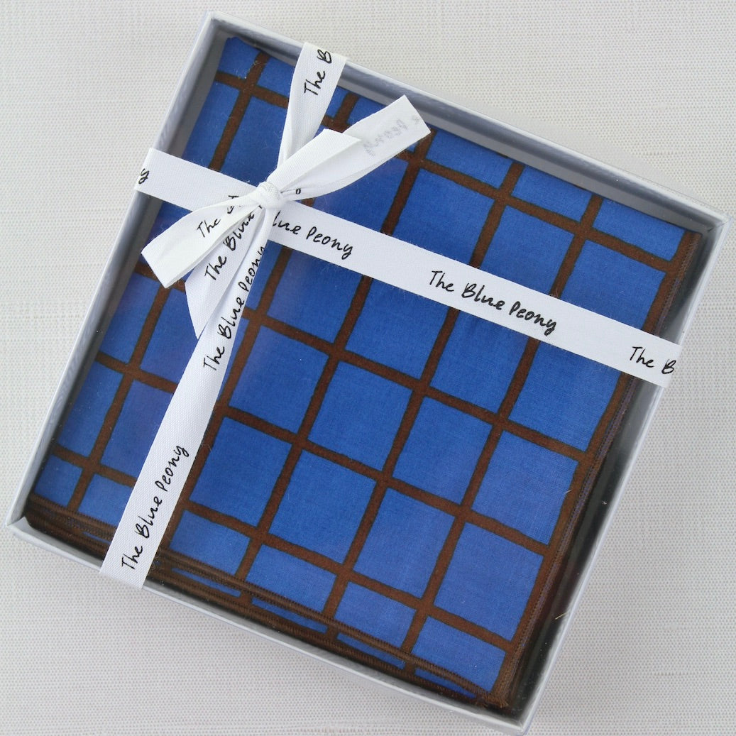 Chocolate Windowpane Organic Cotton Lawn Kerchief