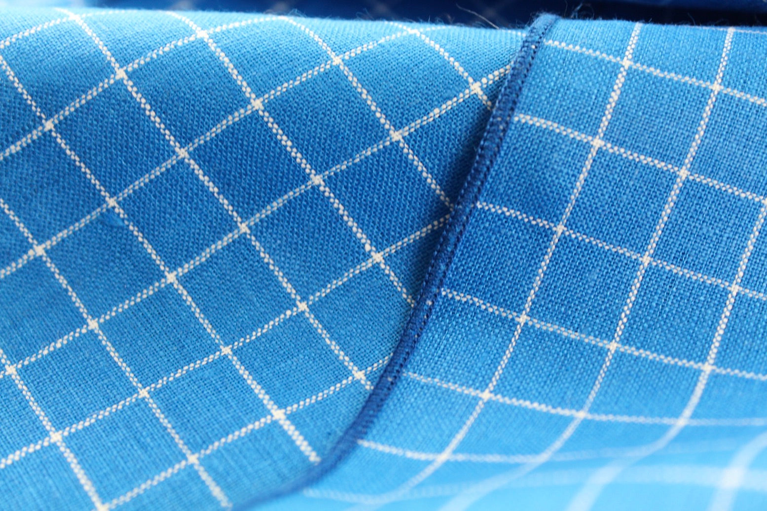 Windowpane Italian Linen Kerchief in Cobalt Blue