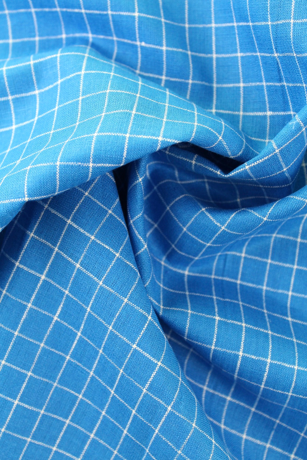 Windowpane Italian Linen Kerchief in Cobalt Blue