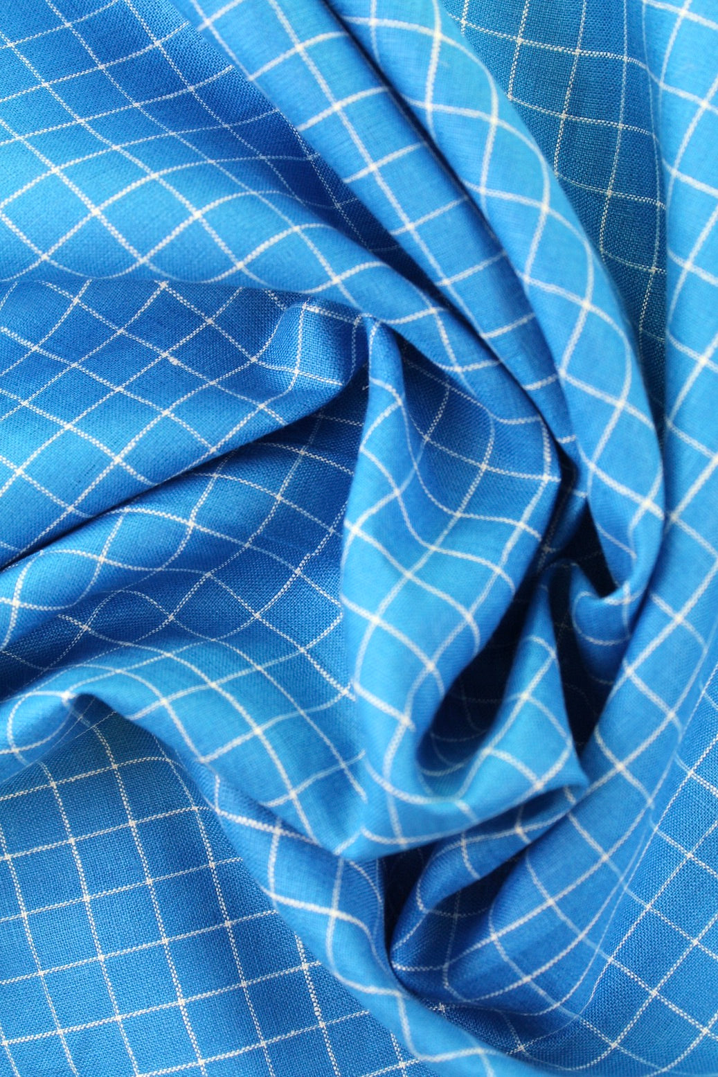 Windowpane Italian Linen Kerchief in Cobalt Blue