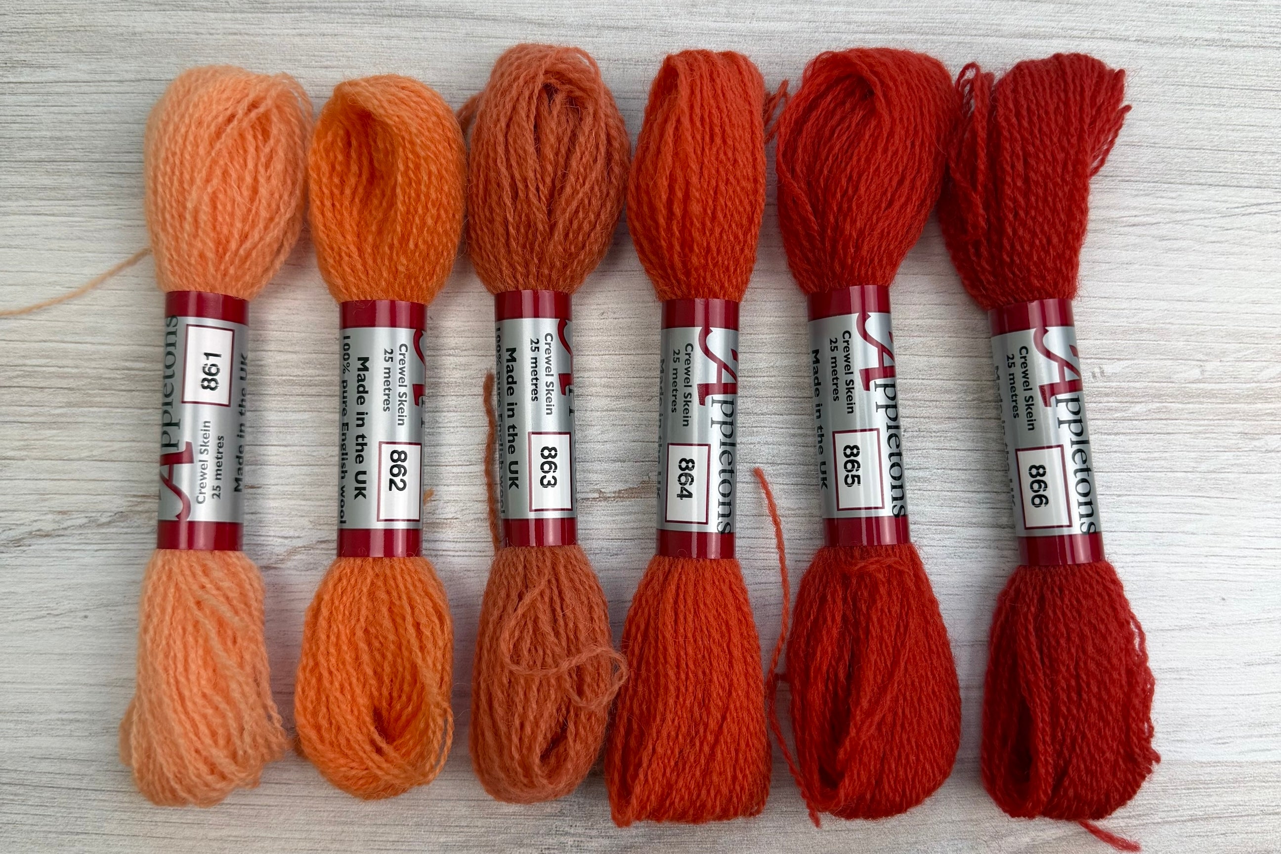Individual Appletons Crewel Wool Skeins from the Coral Colorway
