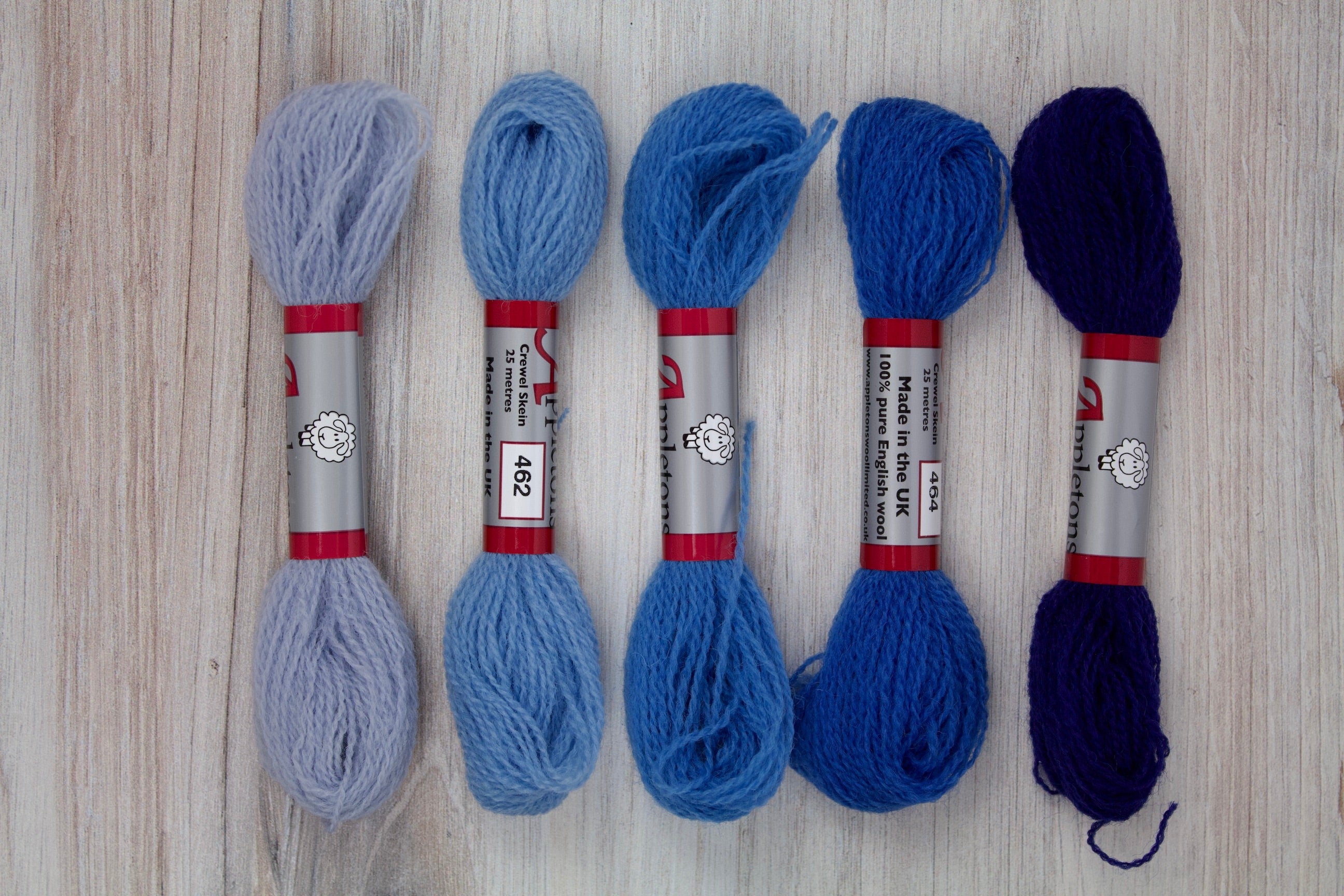 Individual Appletons Crewel Wool Skeins from the Cornflower Colorway