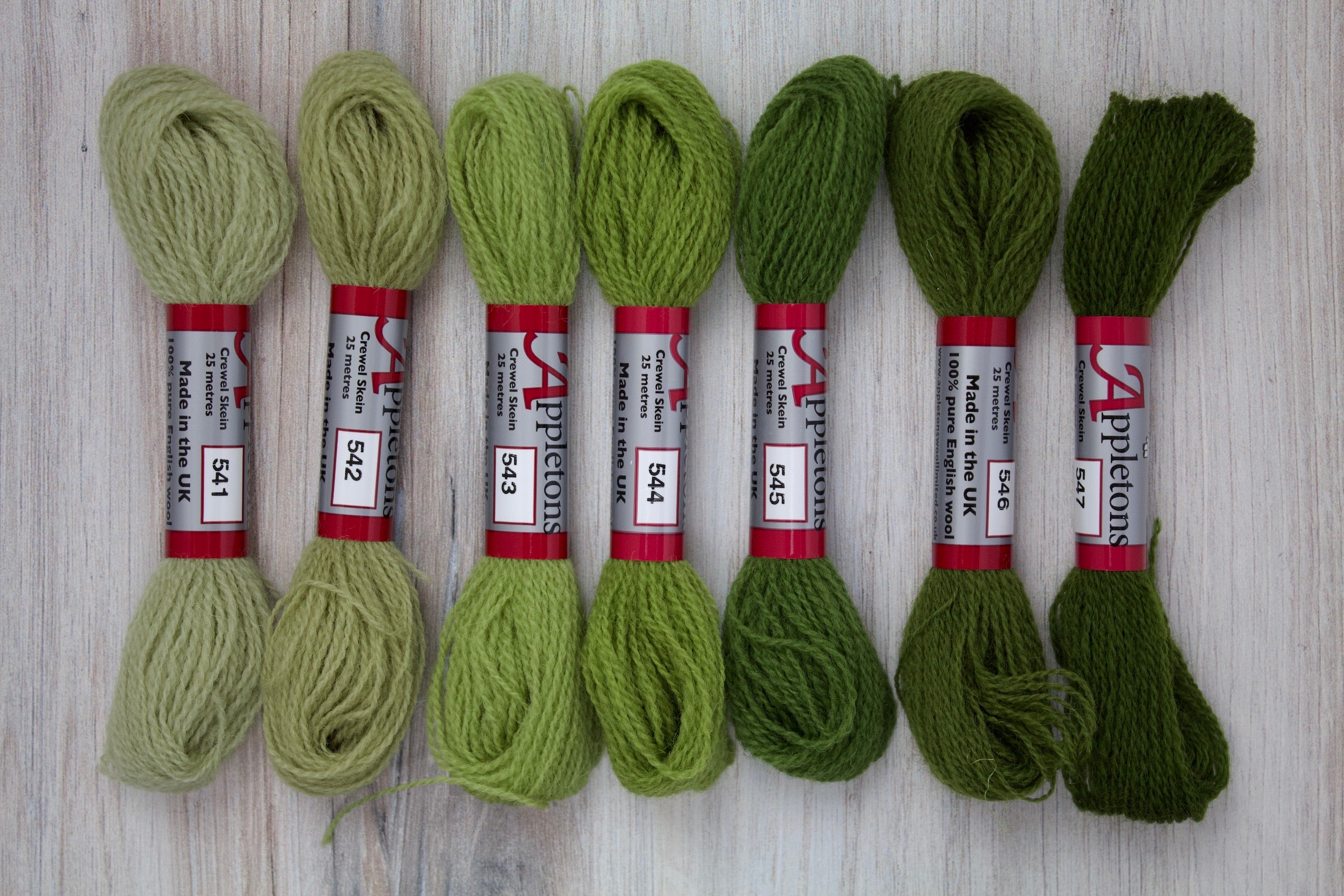 Individual Appletons Crewel Wool Skeins from the Early English Green Colorway