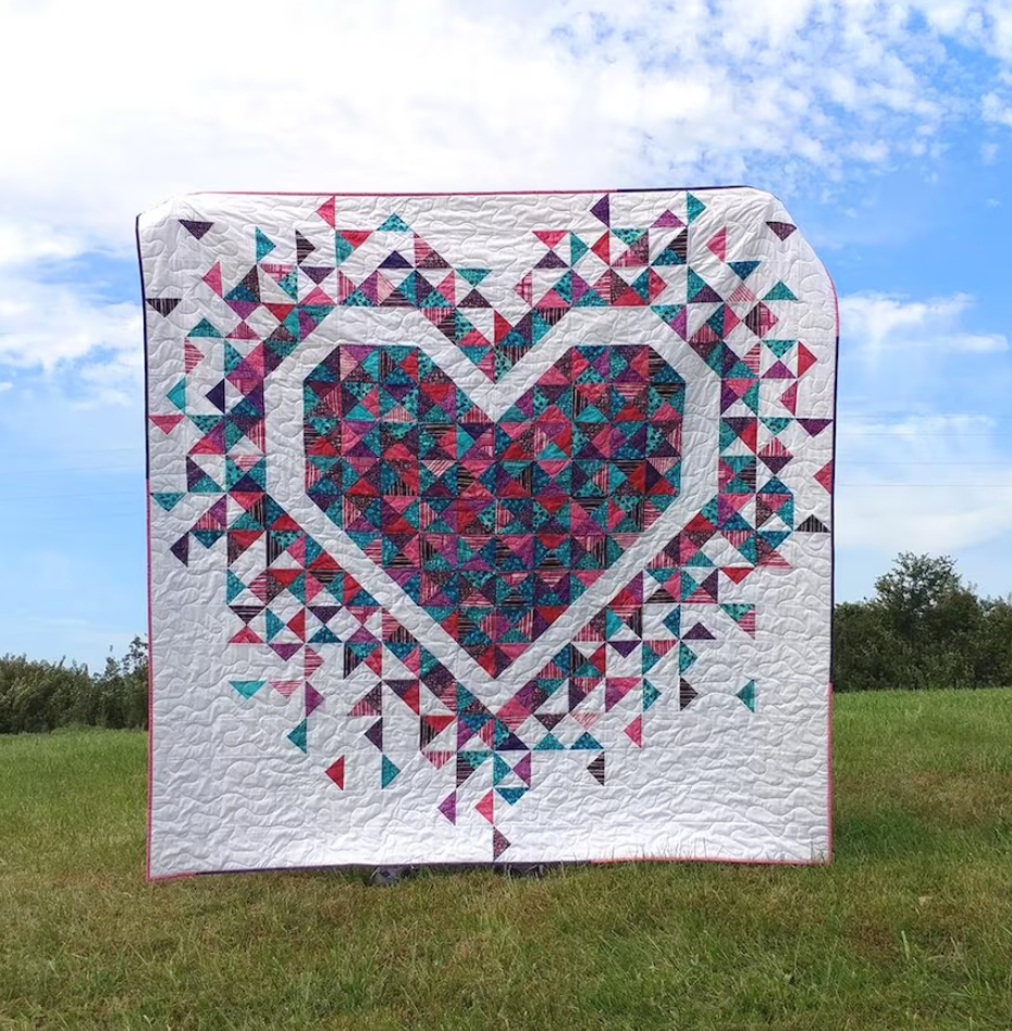 Imploding Heart Quilt Exploding Heart Quilt Pattern — The Blue Peony