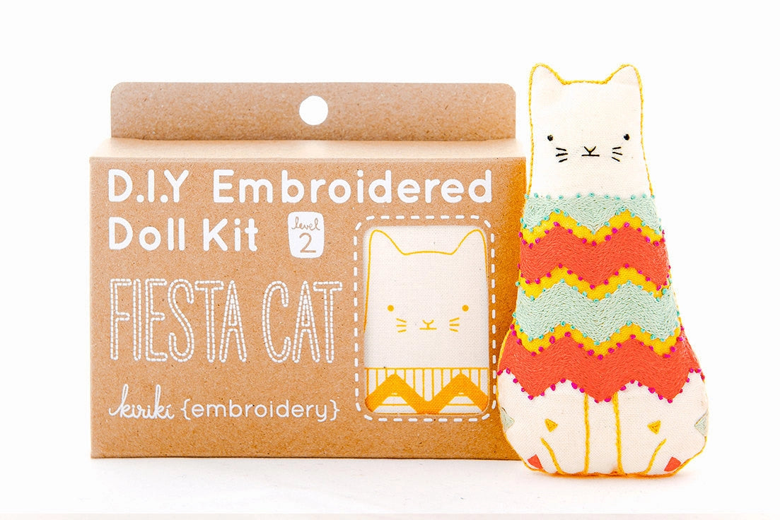 Fiesta Cat Embroidered Doll Kit