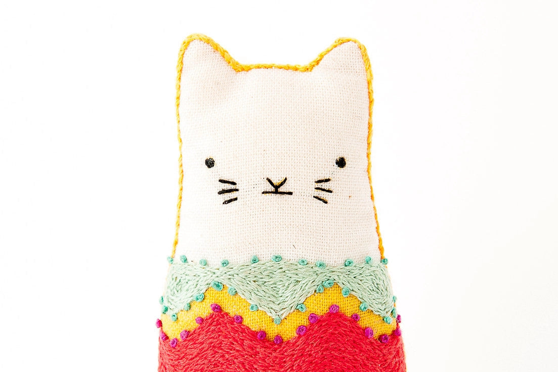 Fiesta Cat Embroidered Doll Kit