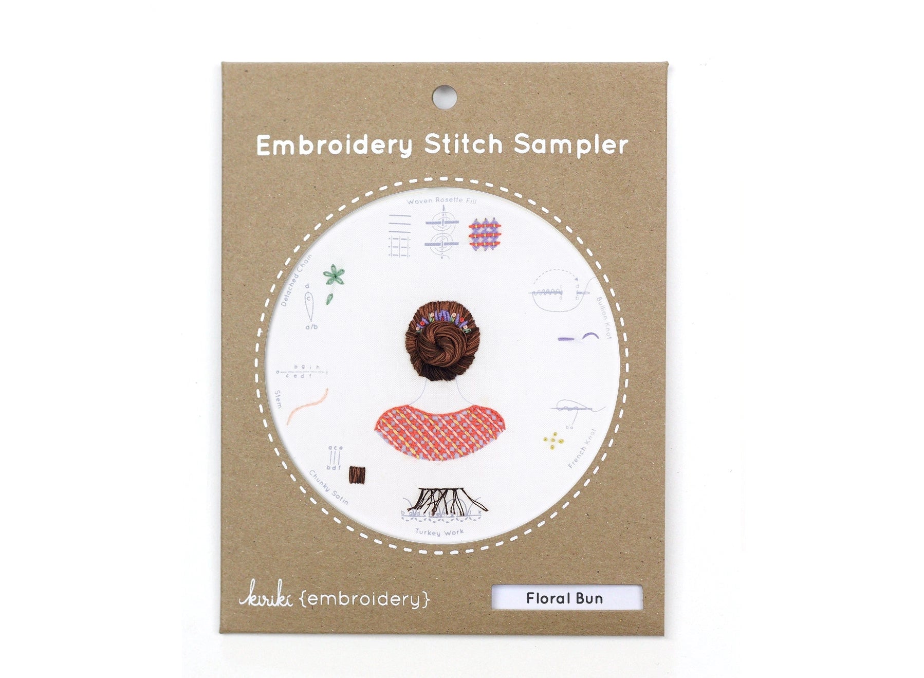 Floral Bun Embroidery Stitch Sampler