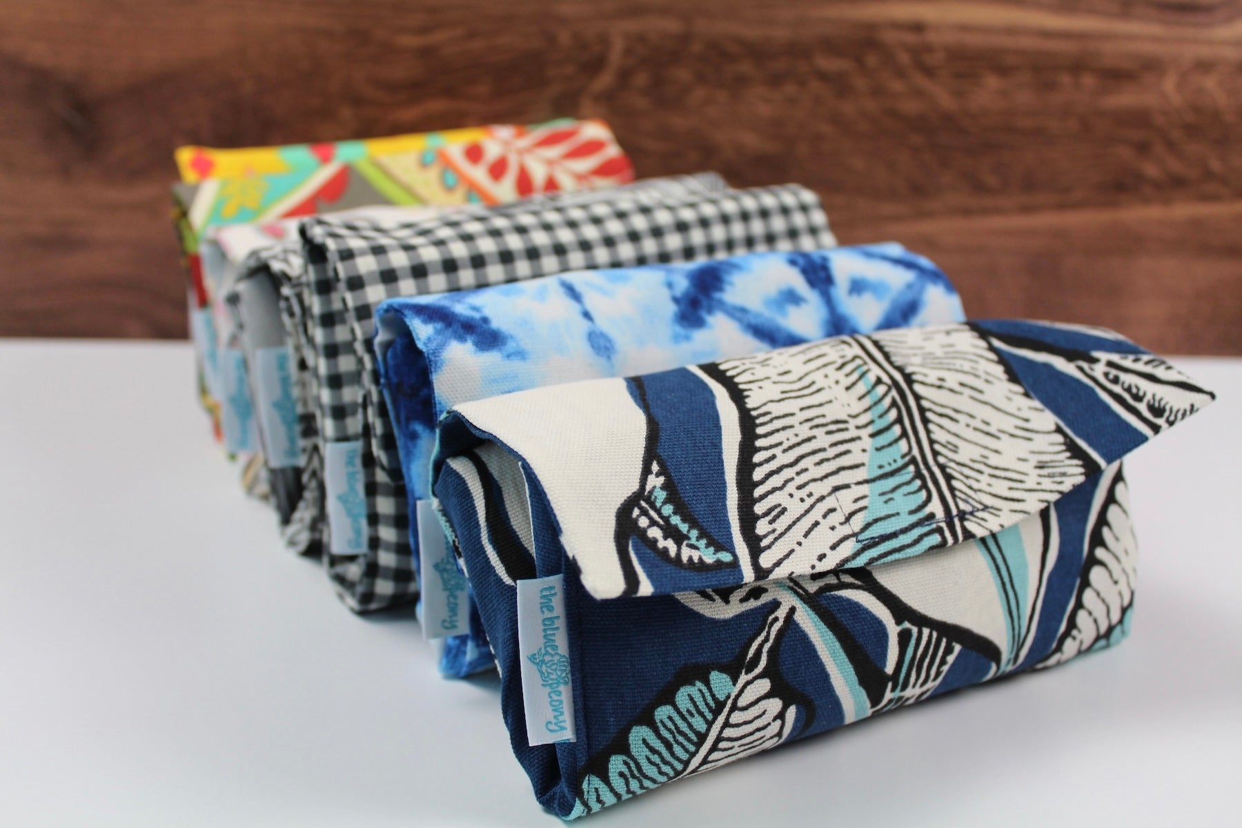 Blue Palm Folding Shopping Tote