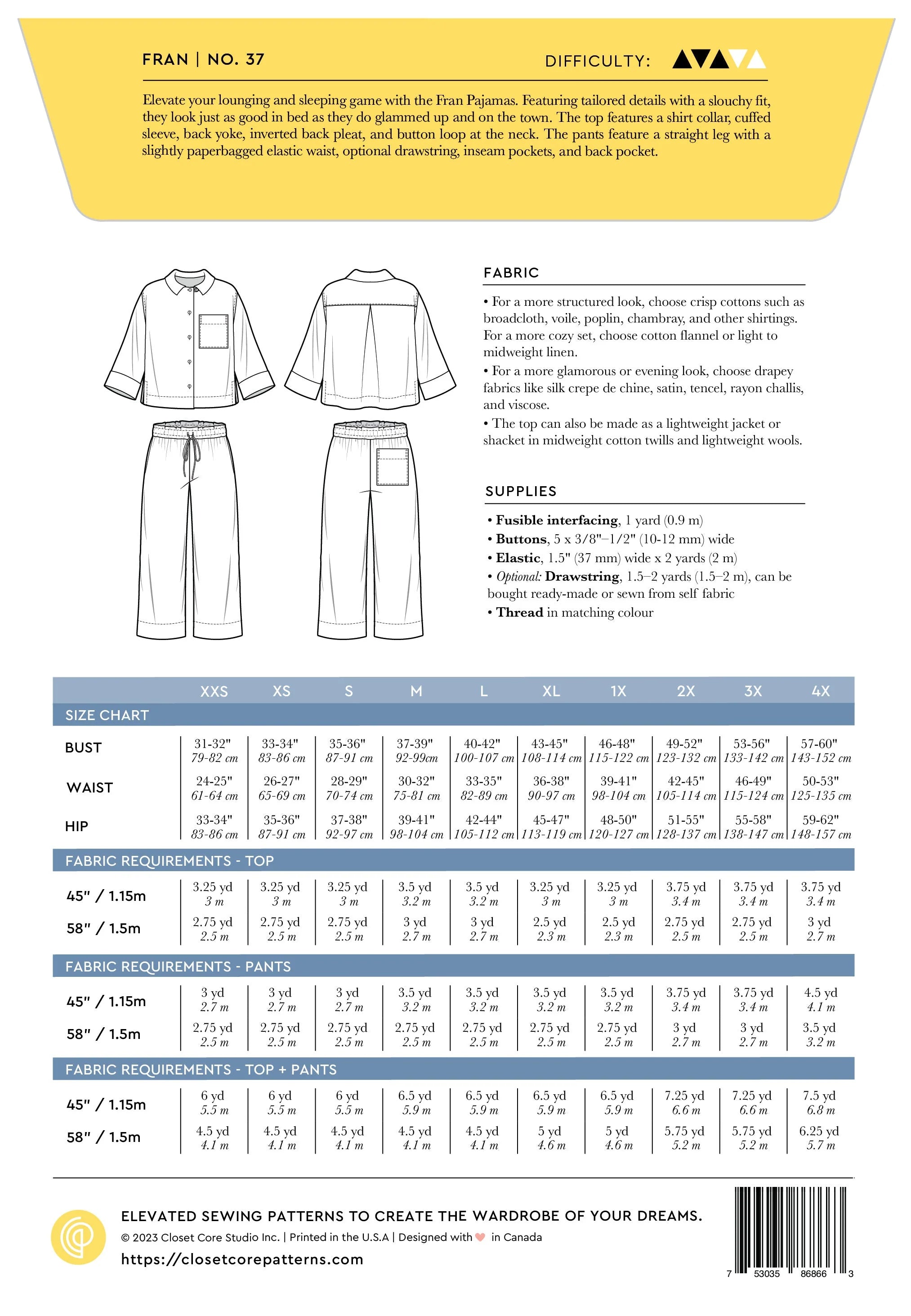 Fran Pajamas Pattern