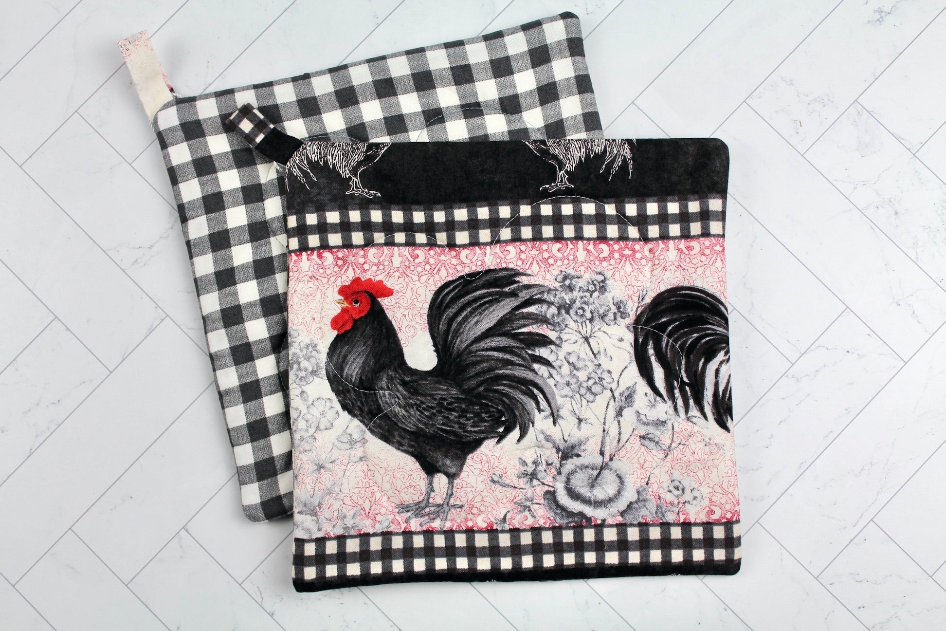 French Roosters Potholder