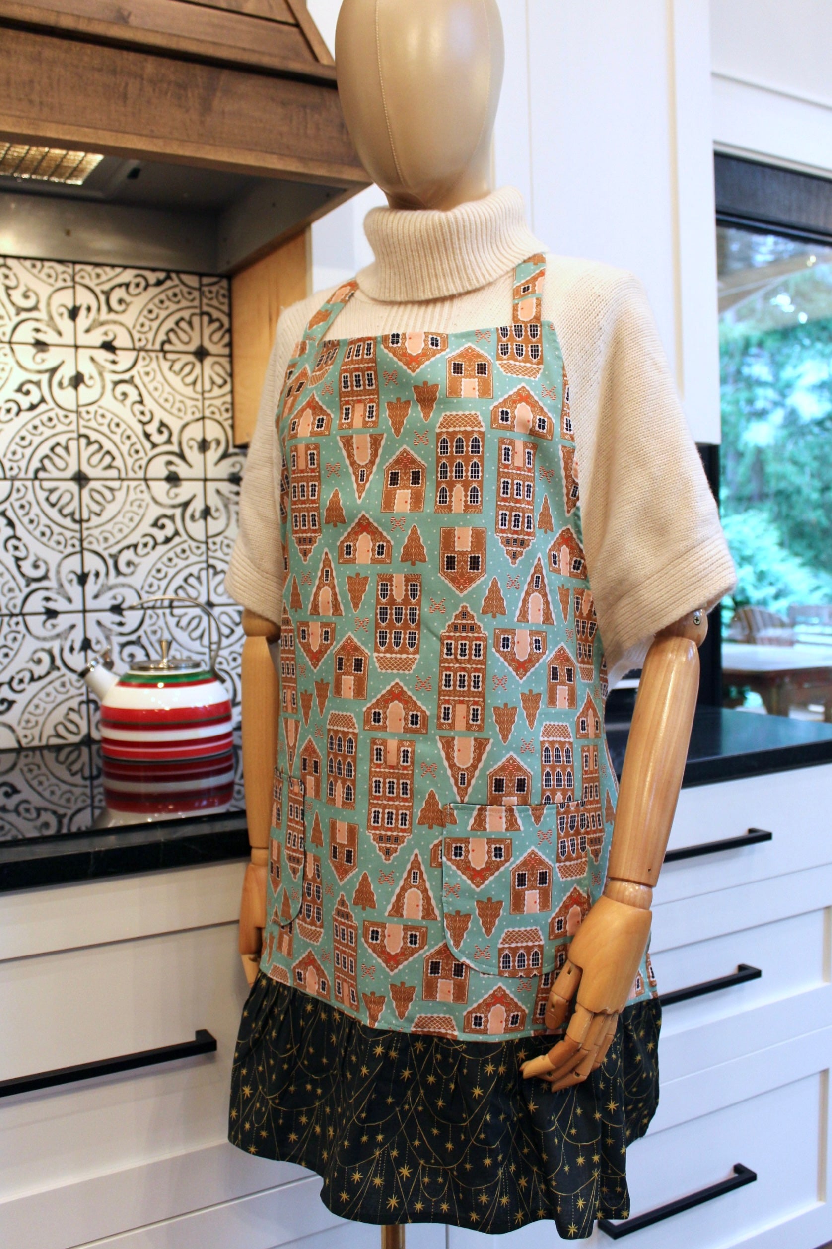 Gingerbread Lane Christmas Ruffle Apron