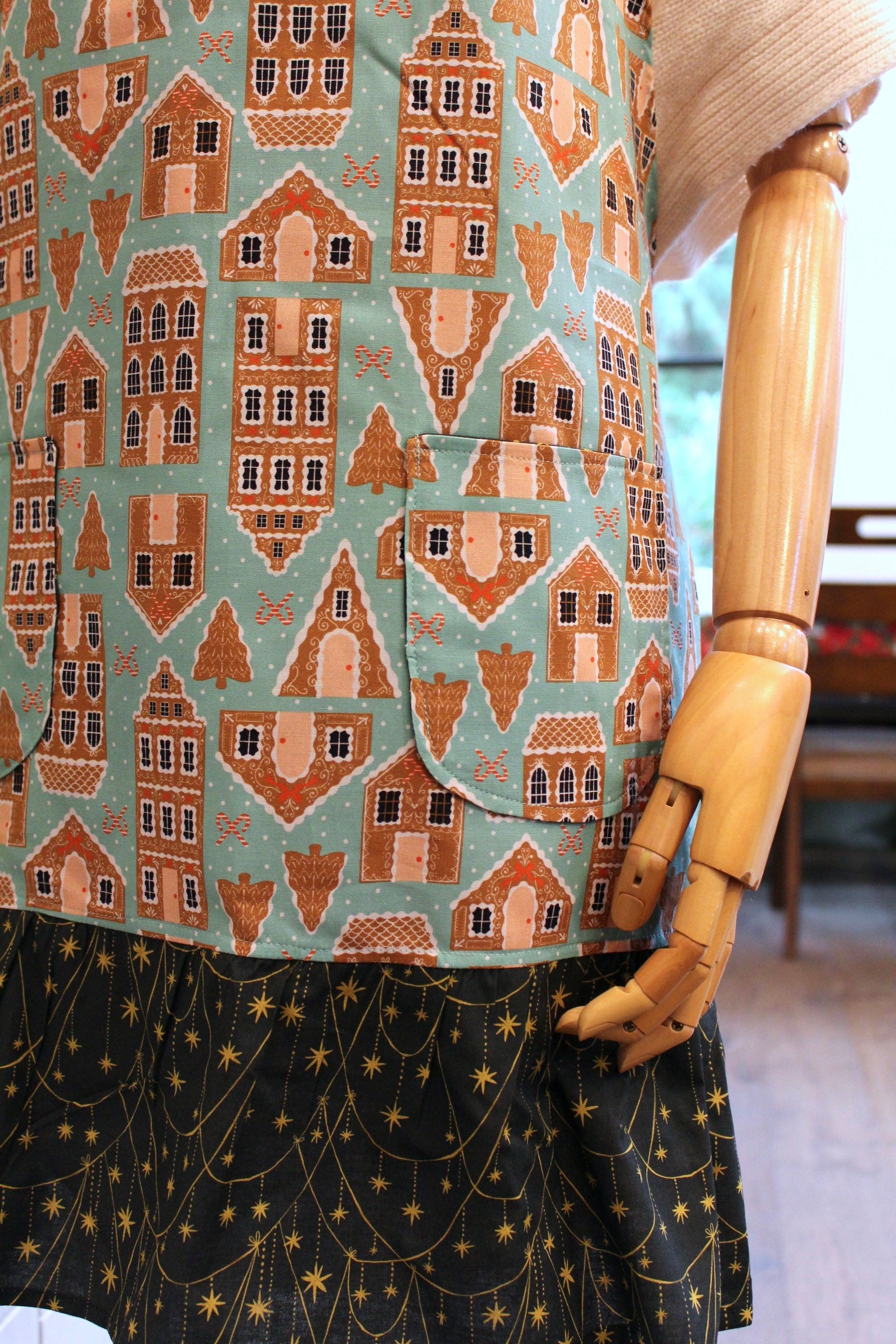 Gingerbread Lane Christmas Ruffle Apron