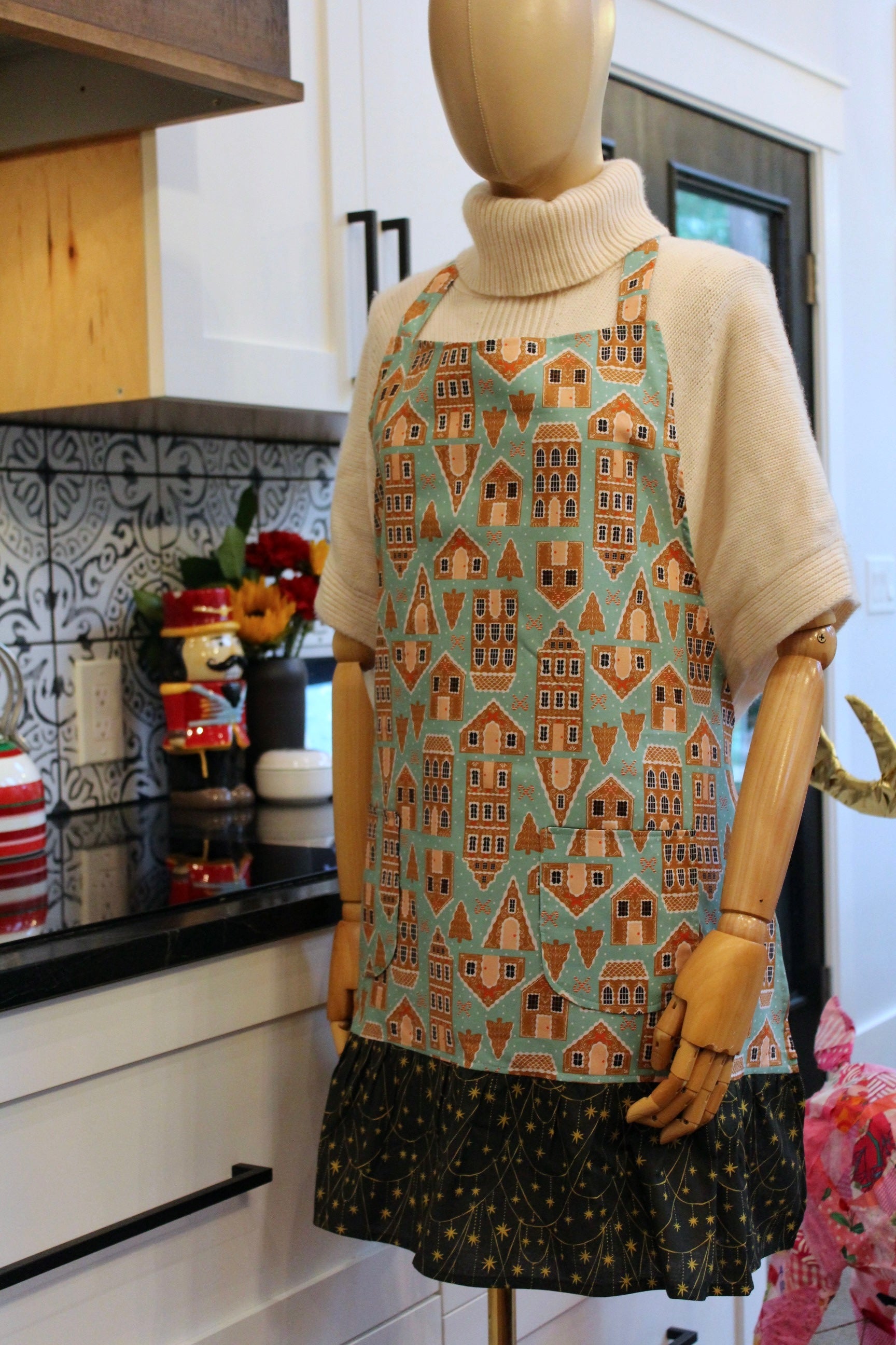 Gingerbread Lane Christmas Ruffle Apron